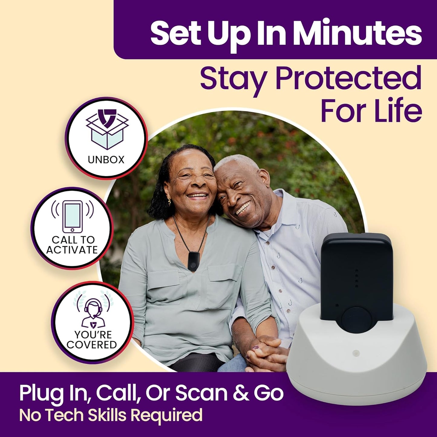 Medical Guardian MGMini | Medical Alert Device for Seniors | Water-Resistant, Emergency Call Button, 24/7 Monitoring, Step Counter, GPS Tracking | Monthly Subscription Required | Black