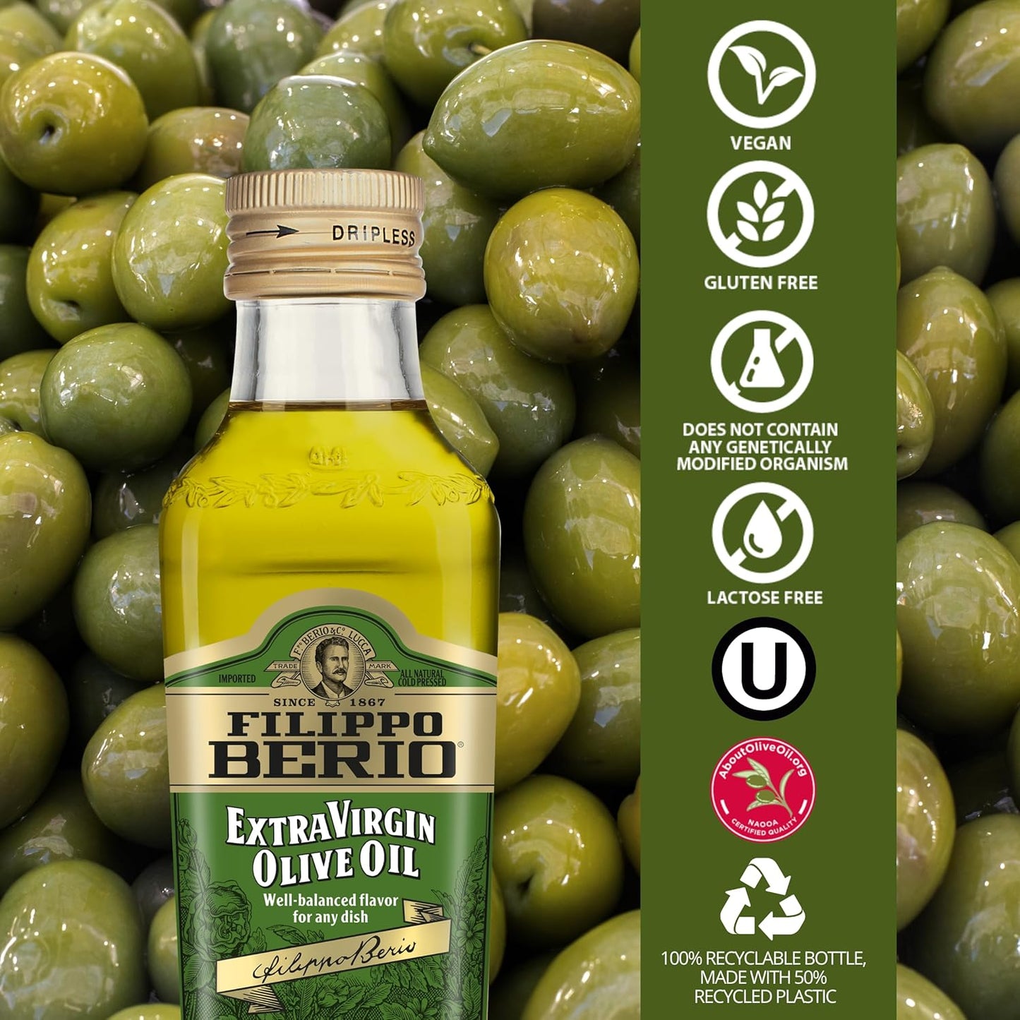 Filippo Berio Extra Virgin Olive Oil, 8.4 Ounce Glass Bottle