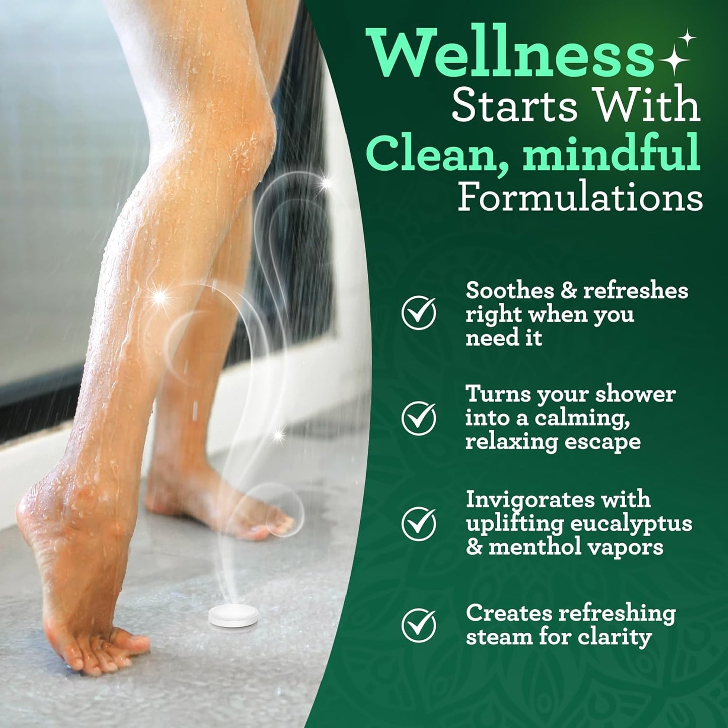 GuruNanda Eucalyptus Vapor Shower Tablets, Clean-Dissolving Aromatherapy Shower Steamers with Eucalyptus & Menthol, Promotes Relaxation, Ideal for Gifting, 30 Count