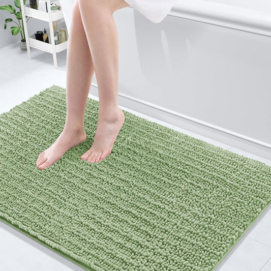 Arotive Luxury Chenille Bathroom Rug Mat, Extra Soft Thick Absorbent Shaggy Bath Rugs, Non-Slip Machine Wash Dry, Plush Bath Mats for Bathroom, Shower and Tub, 50x30, Sage Green