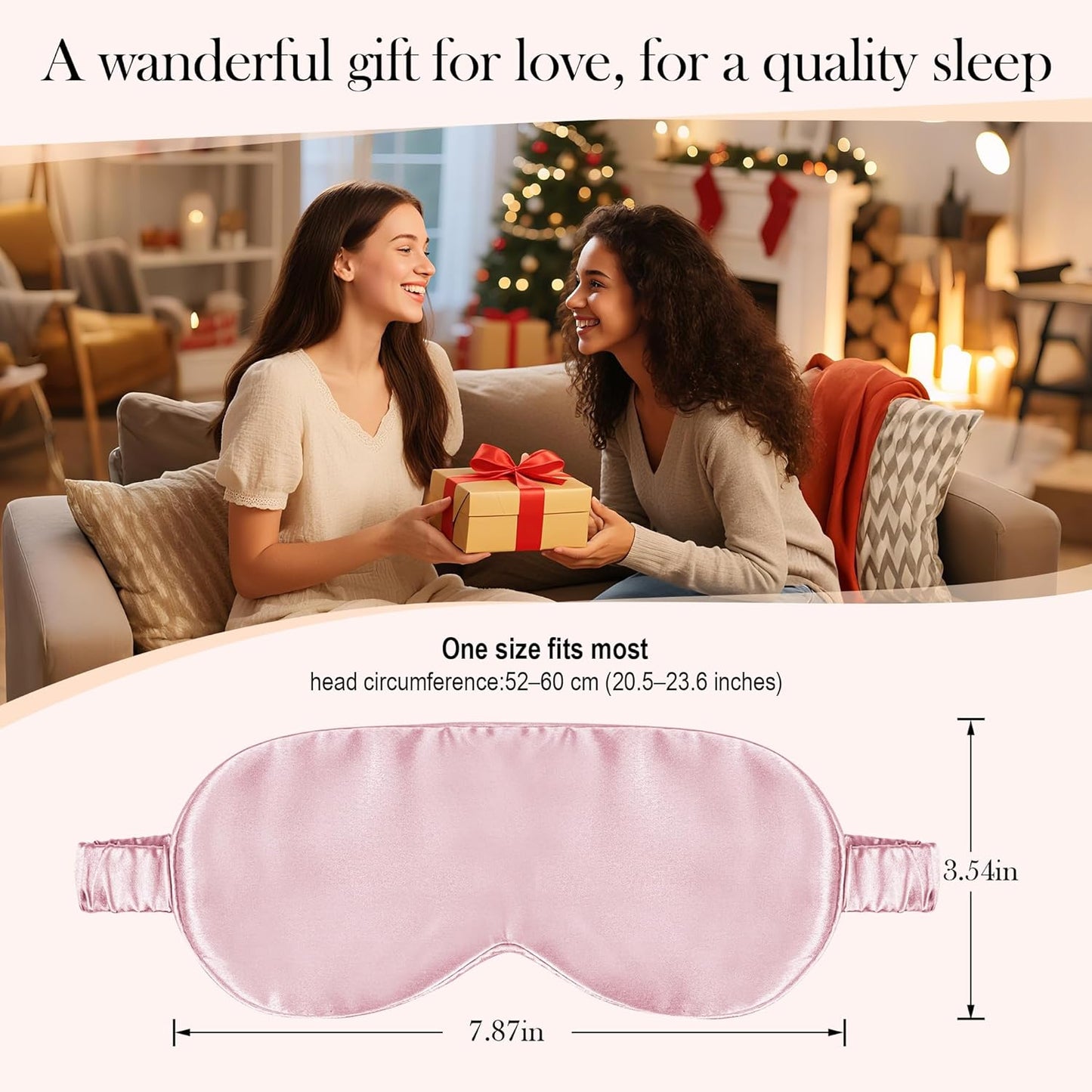 SilkDream 100% Mulberry Silk Sleep Mask Eye Mask for Sleeping 22 Momme Nature 6A Real Silk Gifts for Women&Men Pink