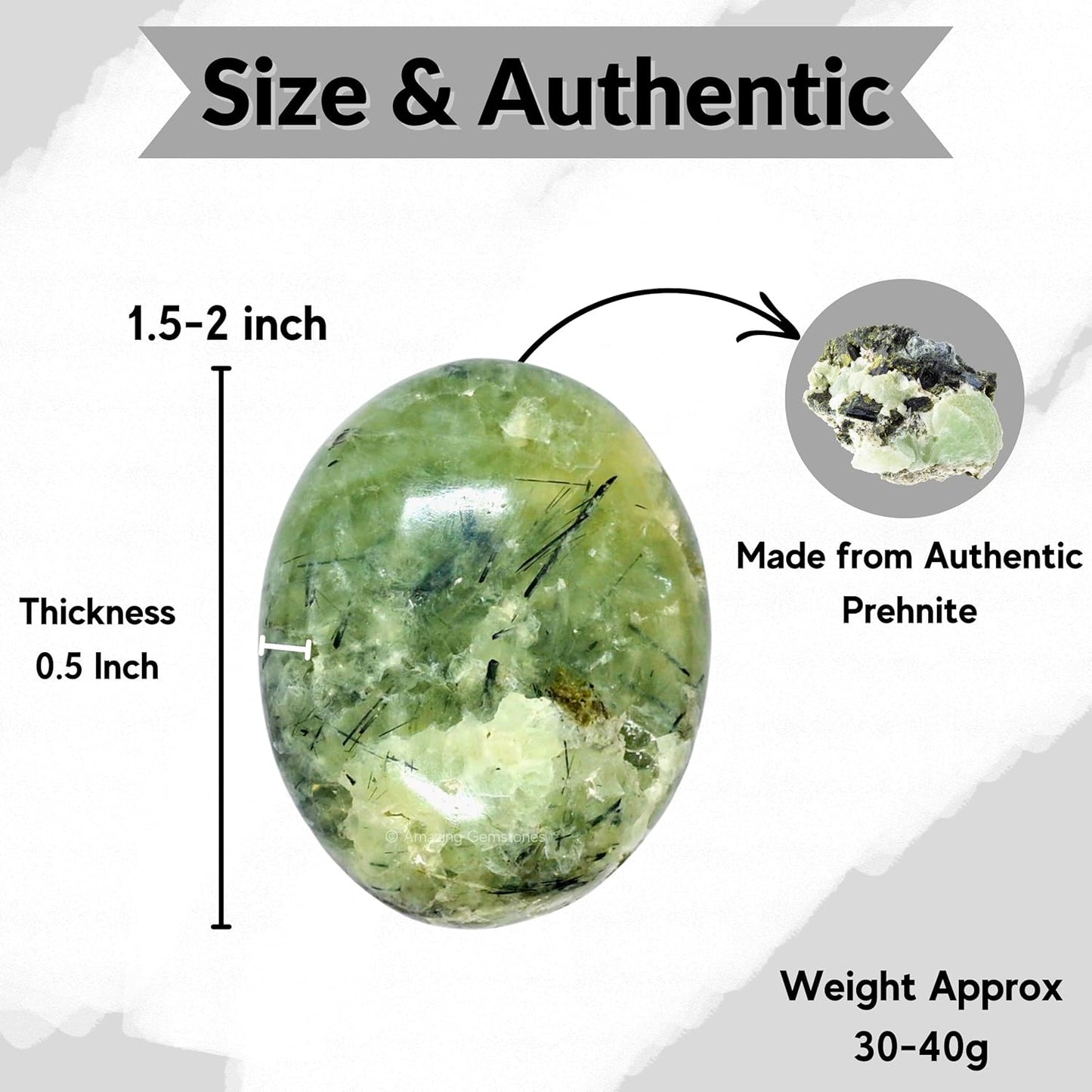 Amazing Gemstone Prehnite Epidote Crystals and Healing Stones - Large Palm Stone Crystals Piedra - Crystal for Good Luck, Positive Energy, Meditation - Unique Stocking Stuffers, Gifts for Women, Men