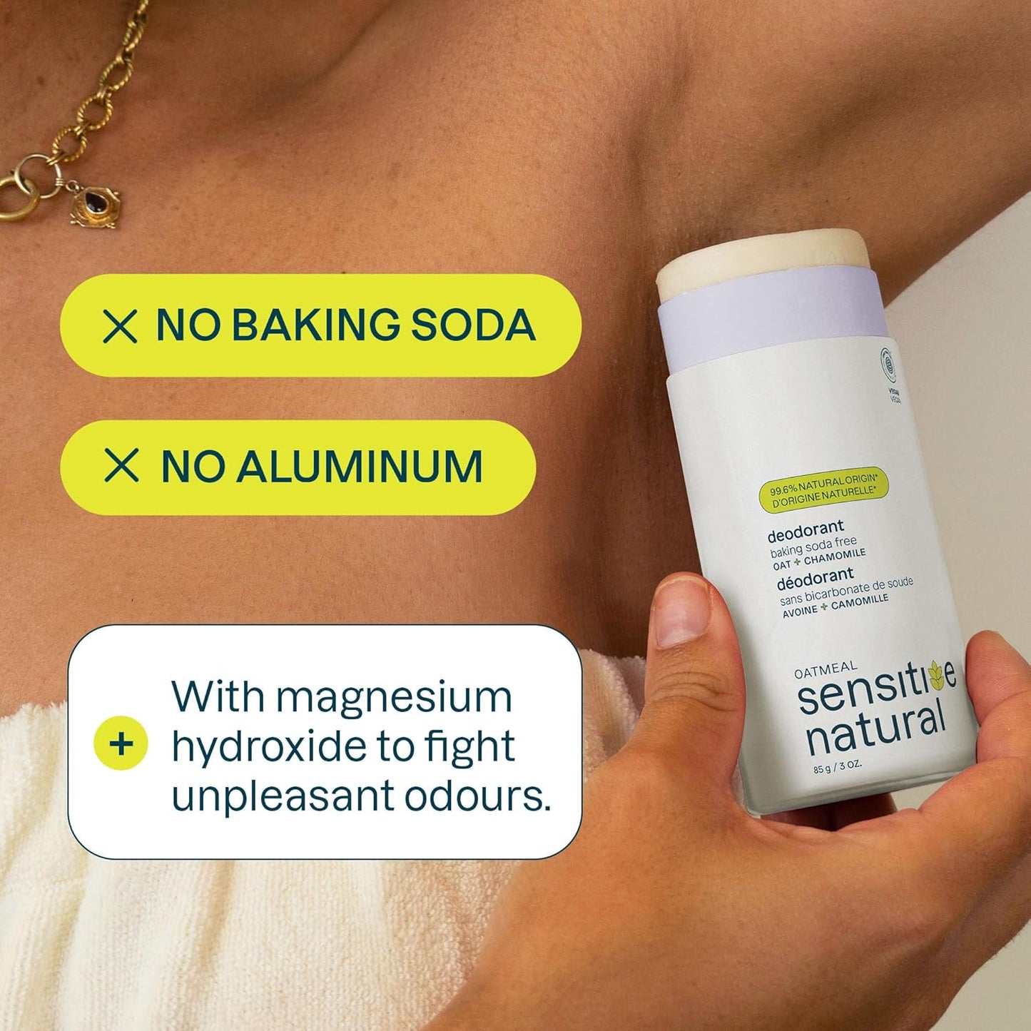 ATTITUDE Baking Soda Free Deodorant for Sensitive Skin with Oatmeal and Chamomile, EWG Verified, Aluminum Free, Plastic-Free, 3 Ounces (Pack of 6)