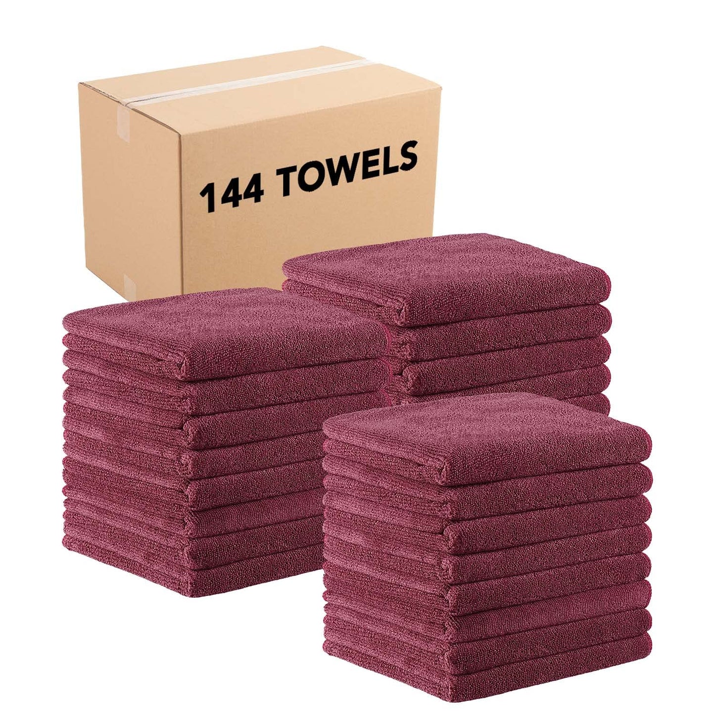 Arkwright Bleach Proof Salon Towels Bulk - Case of 144 - Ultra Soft, Gentle Microfiber, Highly Absorbent & Quick Dry Spa Facial Towel for Hair Stylist, Nail Shop, and Esthetician, 16 x 27 in, Burgundy
