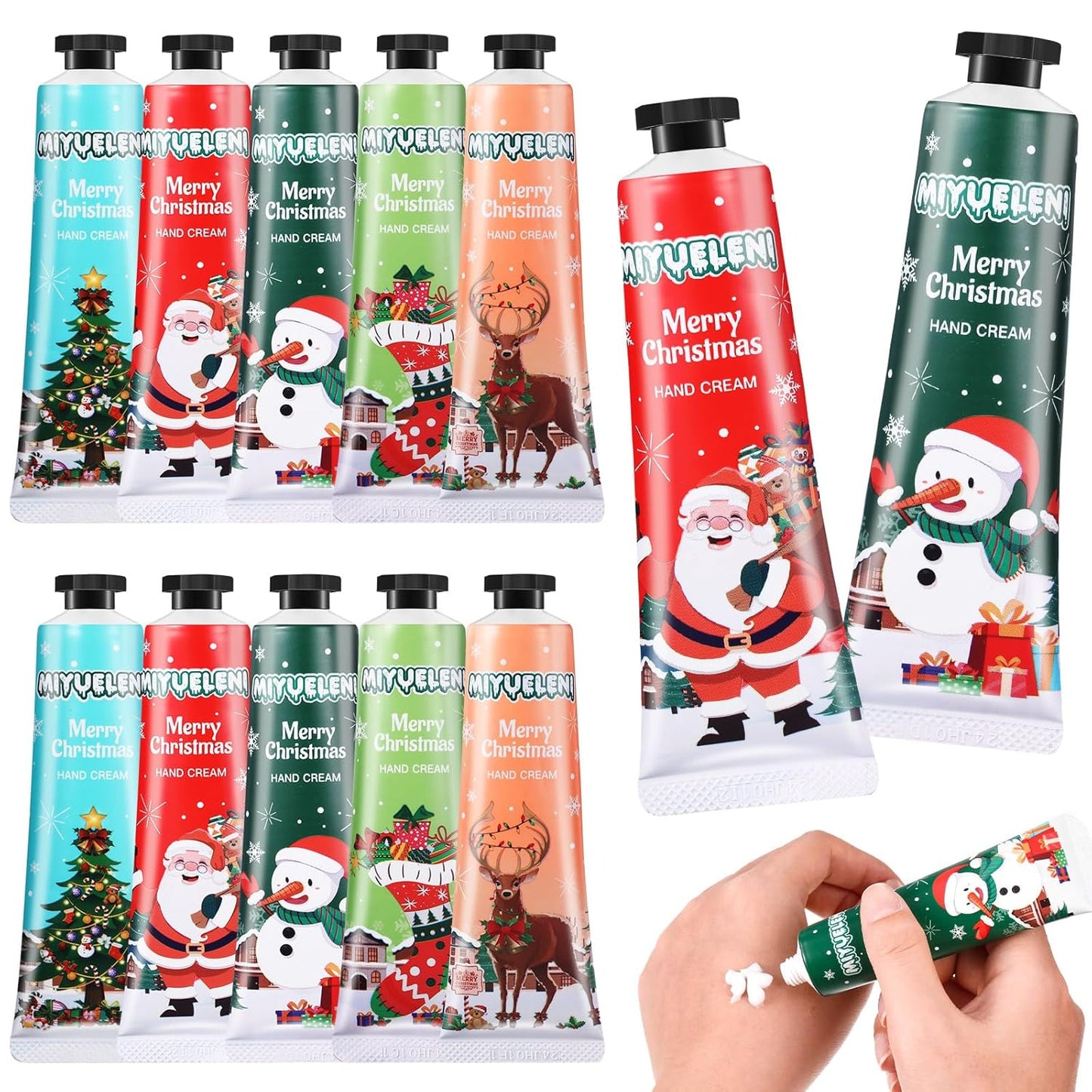 12 Pcs Christmas Hand Cream Gift Sets for Dry Cracked Hands Moisturizing Hand Lotion Small Travel Lotion Stocking Stuffers Gift Set for Women Mom Girlfriend Christmas Birthday