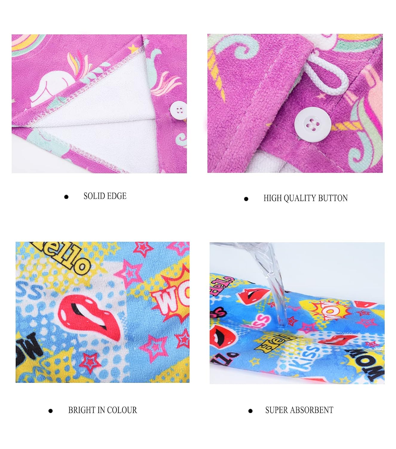 ELLEWIN Microfiber Hair Drying Towels for Kids, 3 Pack Wet Hair Towel Wrap Turban for Girls Children Women, Quick Dry Twisty Hair Towels Wrap for Curly Long Thick Hair Anti Frizz