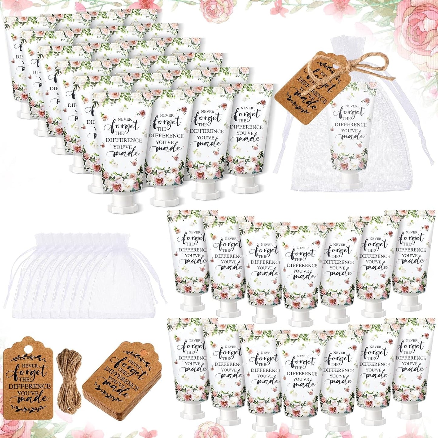 48 Sets Hand Mini Lotion Bulk Employee Appreciation Gifts Travel Size Hand Cream Bulk Inspirational Thank You Team Gifts for Birthday Christmas Teachers Coworkers Office Staff(Elegant)