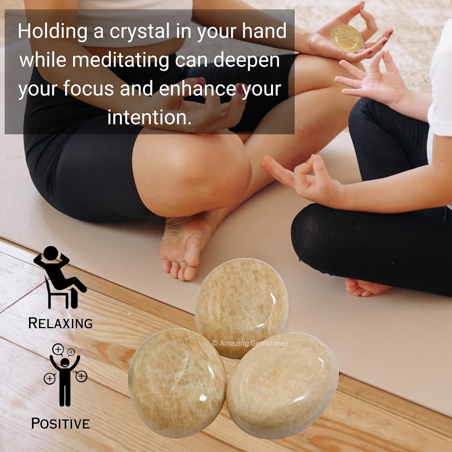 Cream Moonstone Crystals and Healing Stones - Large Palm Stone Crystals Piedra - Crystal for Good Luck, Positive Energy, Meditation - Unique Stocking Stuffers and Birthday Gifts for Women, Men