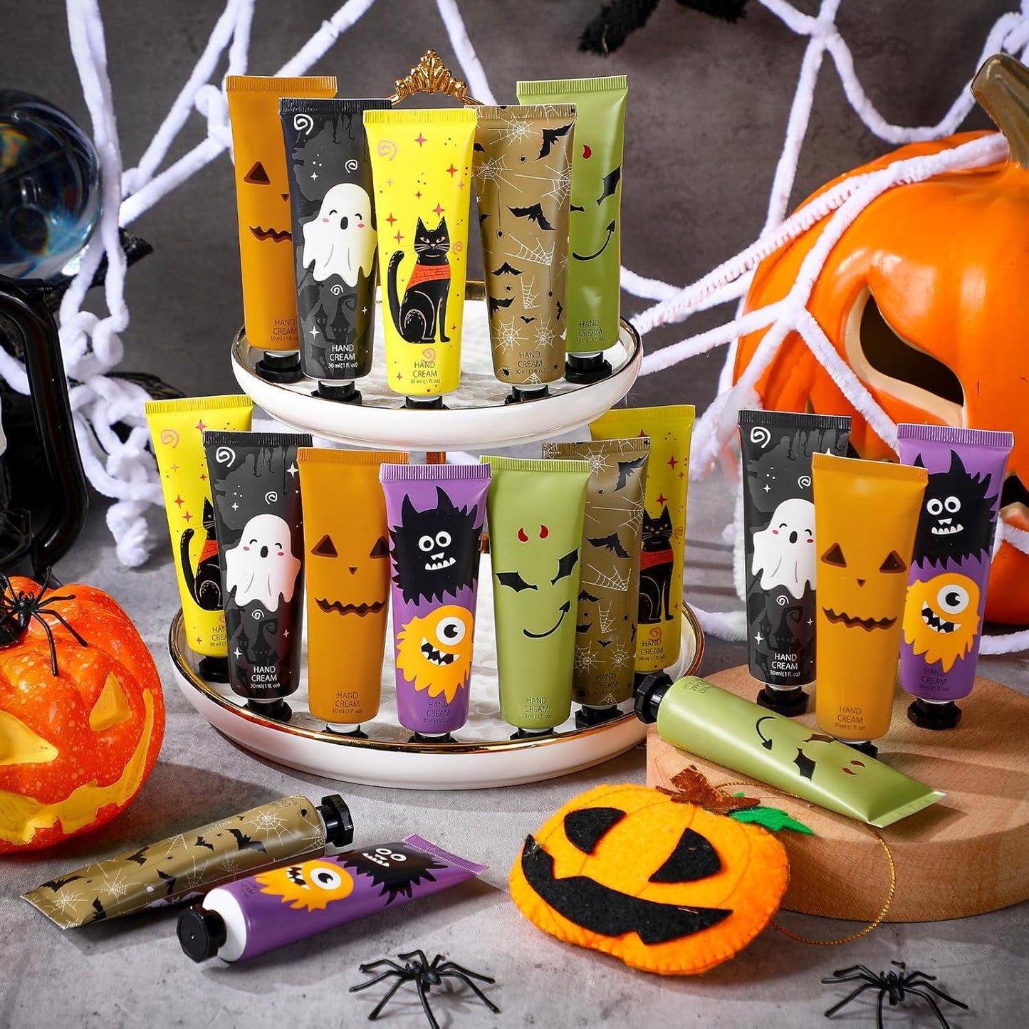 72 Pack Halloween Hand Cream Gift Sets for Women Ghost Mini Hand Lotion Bulk Travel Size Moisturizing Cream Halloween Party Favors Gifts for Stocking Stuffers 6 Natural Plant Fragrances