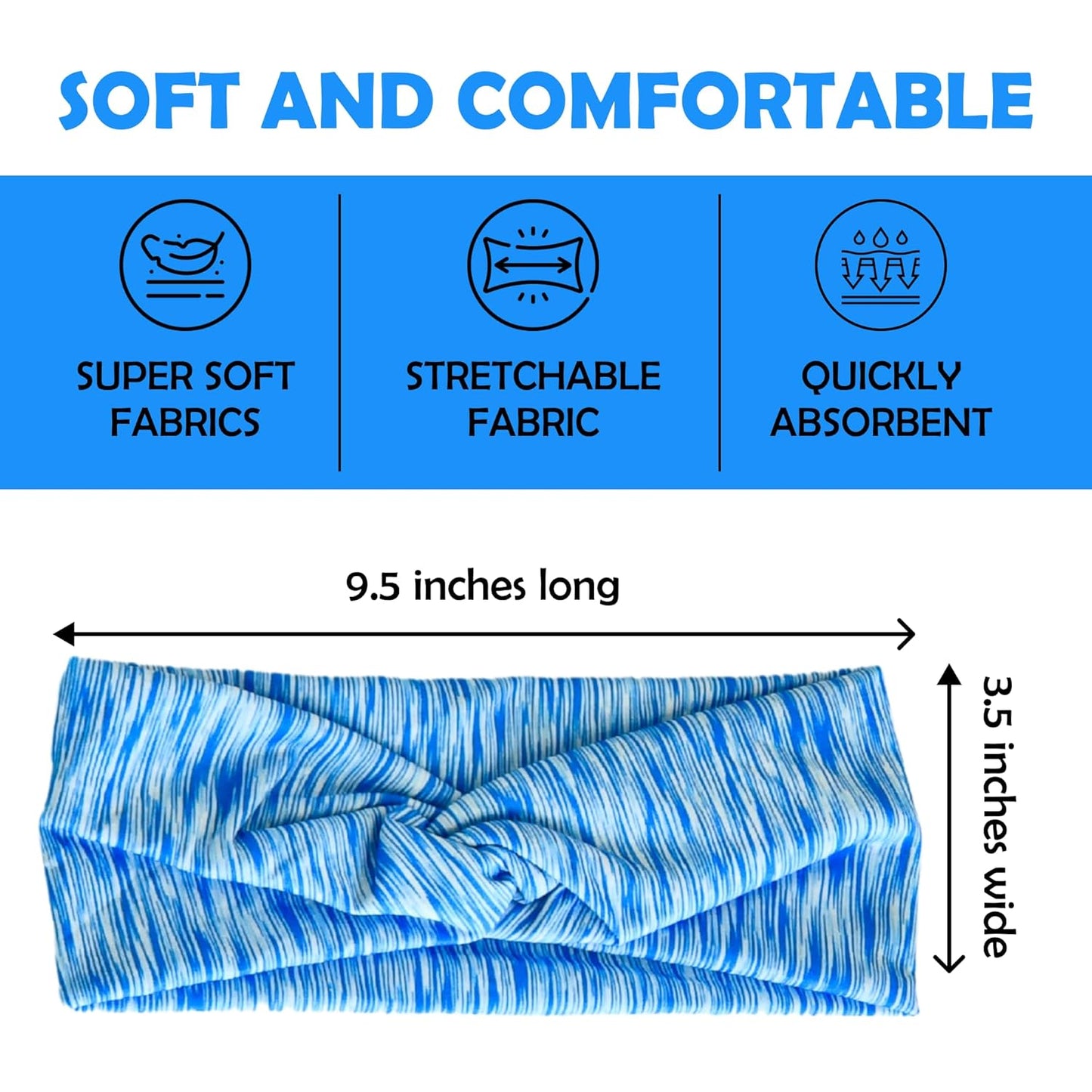 Lotus78, Pack of 6 Wide Headbands for Women Non Slip, Fashionable Sports Hair Bands for Women's Hair, Soft Elastic Stretchy Head Bands, Yoga Workout Headbands for Women Daily Fashion (Element)