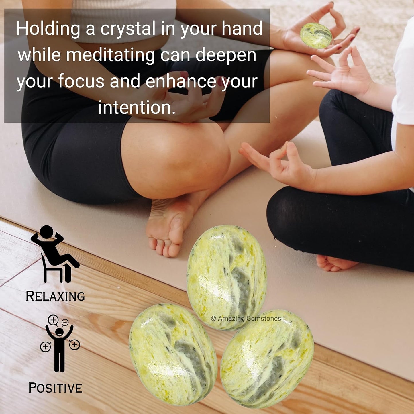 Amazing Gemstone Serpentine Crystals and Healing Stones - Large Palm Stone Crystals Piedra - Crystal for Good Luck, Balanced Positive Energy, Meditation - Unique Stocking Stuffers and Gifts for Women