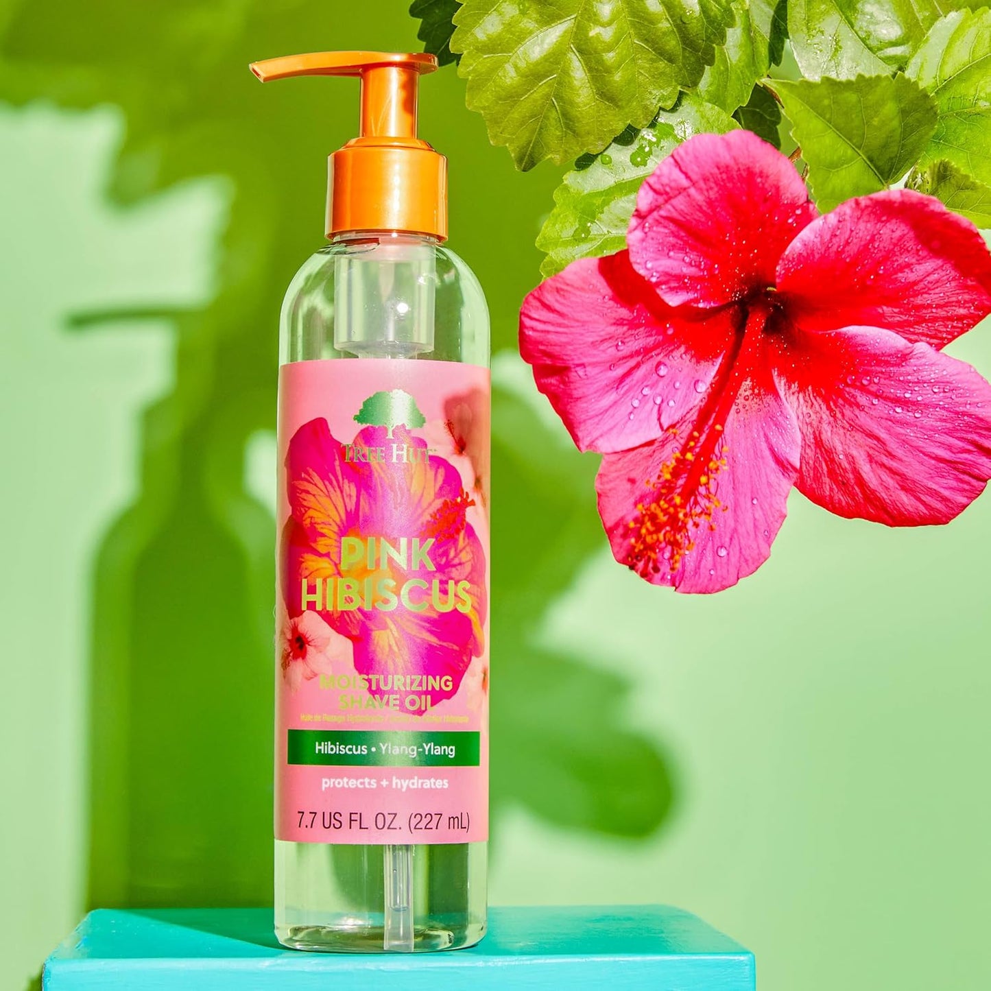 Tree Hut Pink Hibiscus Moisturizing Bare Shave Oil, Made with Soothing Jojoba Oil, Gel-to-Oil Formula Helps Prevent Razor Bumps, Ingrown Hairs, & Skin Irritation, 7.7 fl oz