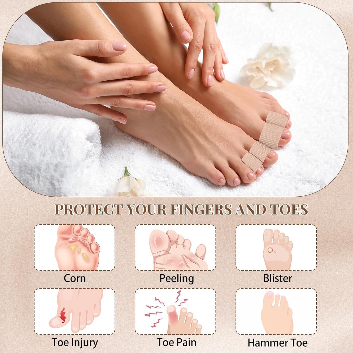 Blulu 24 Pieces Toe Tubes 0.98 Inches Cushion Tube Corn Pads for Toes Sleeves Soft Gel Protectors for Cushions Corns Blisters Calluses 3 Size(Skin Color,Medium,Large)