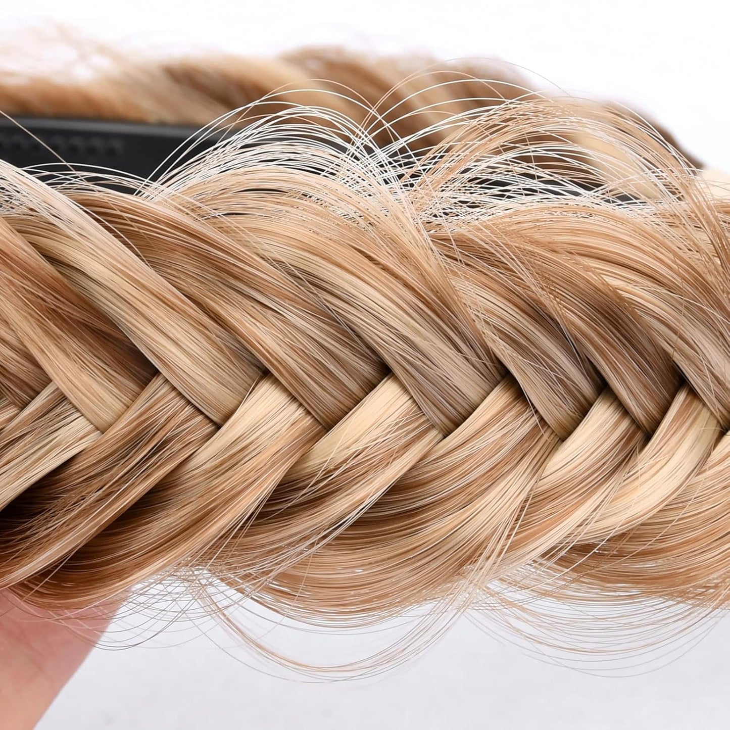 DIGUAN Headband Synthetic Hair Plaited Headband Braid With Teeth Hair Band Accessories for Women Girl Width 1.5 Inch (W-Highlighted)