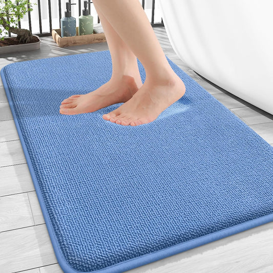 OLANLY Thick Memory Foam Bath Mat Rug 30x20, Extra Soft Absorbent Bathroom Rug, Quick Dry Bath Mat, Non-Slip, Machine Washable Carpet for Floor, Tub and Shower, Home Decor Accessories, Cornflower Blue