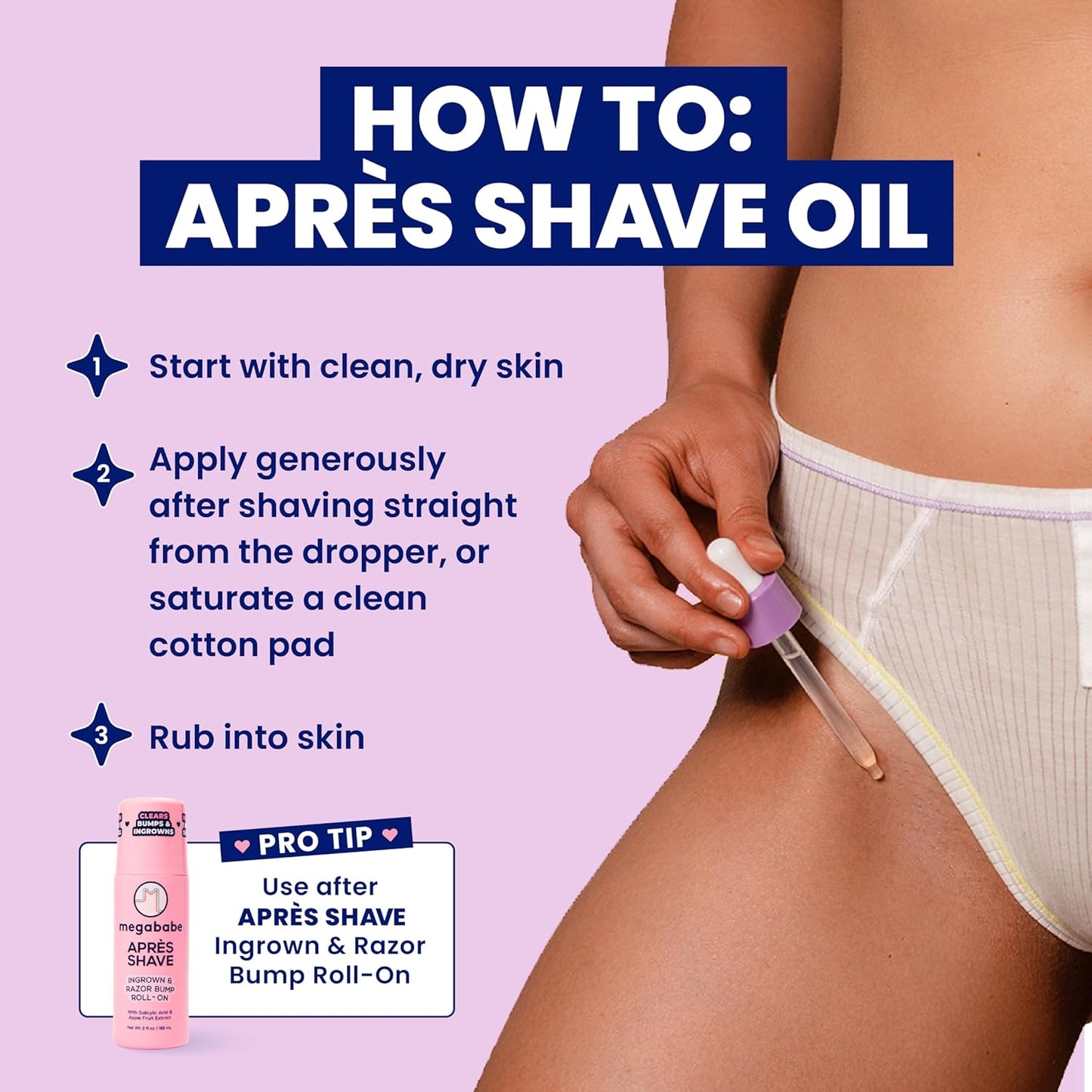 Megababe Après Shave Oil | Soothing After-Shave Oil | with Grapeseed & Jojoba Oils | 2 fl oz