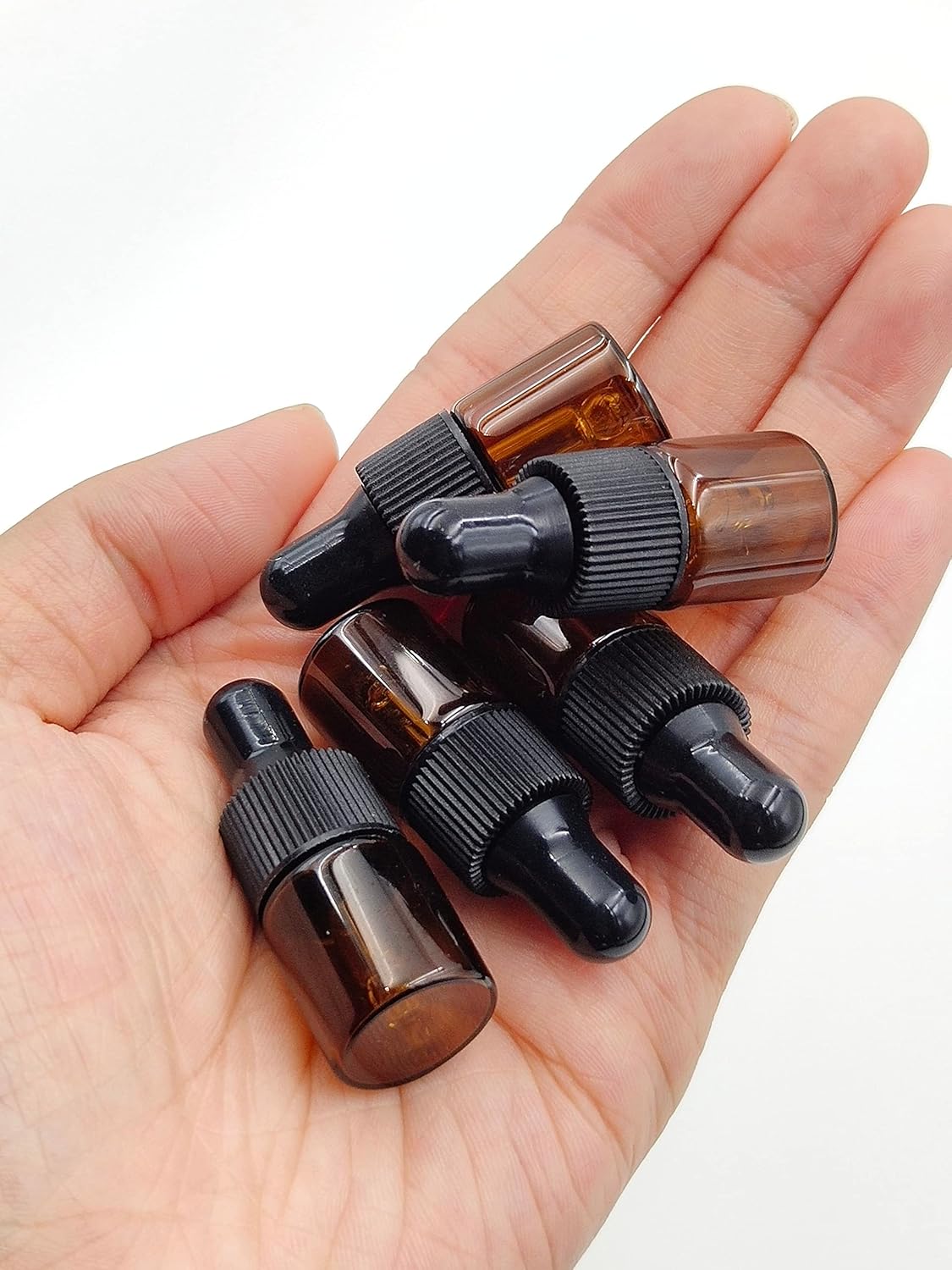 15Packs 2ml Tiny Amber Glass Mini Dropper Bottles for Essential Oils, Cosmetics, and Liquid Small Empty Travel Sample Vials with Dropper and Black Caps