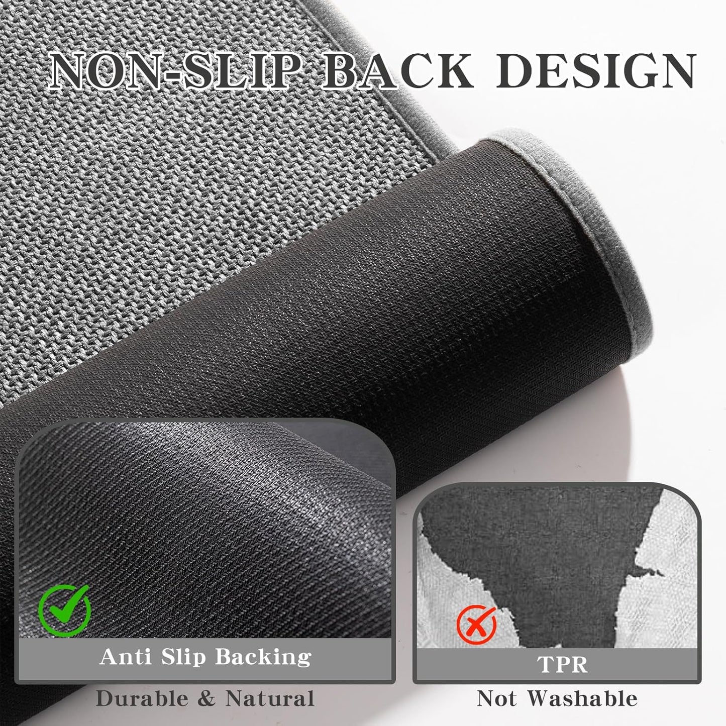 chakme Bathroom Rugs Mat 47x17, Ultra Thin Non Slip Bath Mat Runner Quick Dry Absorbent Bath Mat for Bathroom Floor, (Dark Grey, 47"x17")