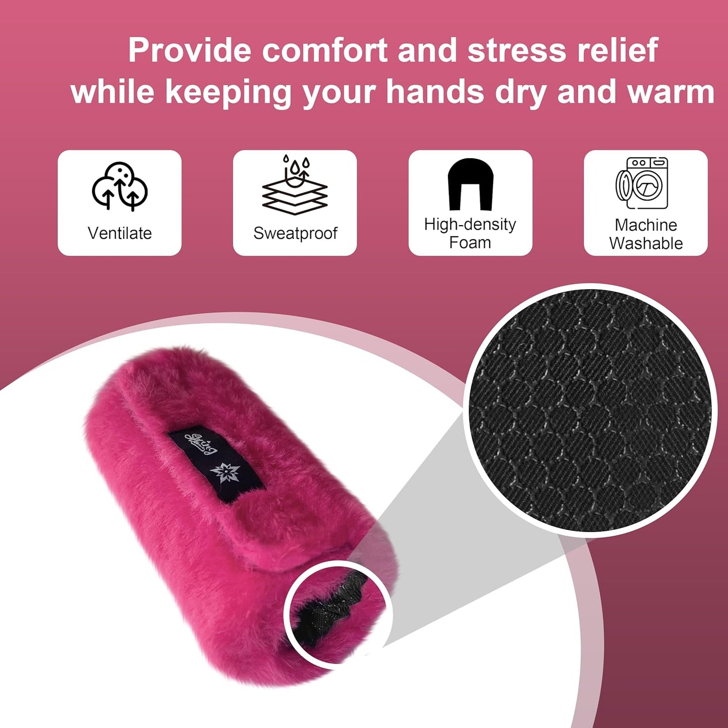 SPRING SEAON Walker Hand Pads Fluffy Walker Handle Cushions Non-Slip Universal Walker Grips Padded Hand Covers Soft Pads for Walkers for Seniors Walker Pads for Handles Folding Rolling Wheelchair, Rollator Handle, Elderly Grippers 2 Pack