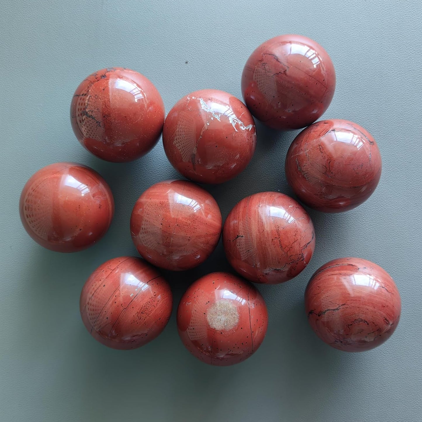 Hand Exercise Balls 30mm for Women - Set of 2 Natural Crystal Stone Spheres - Finger Joint Relief & Stress Relax, Perfect Size for Women's Hands, Red Jasper
