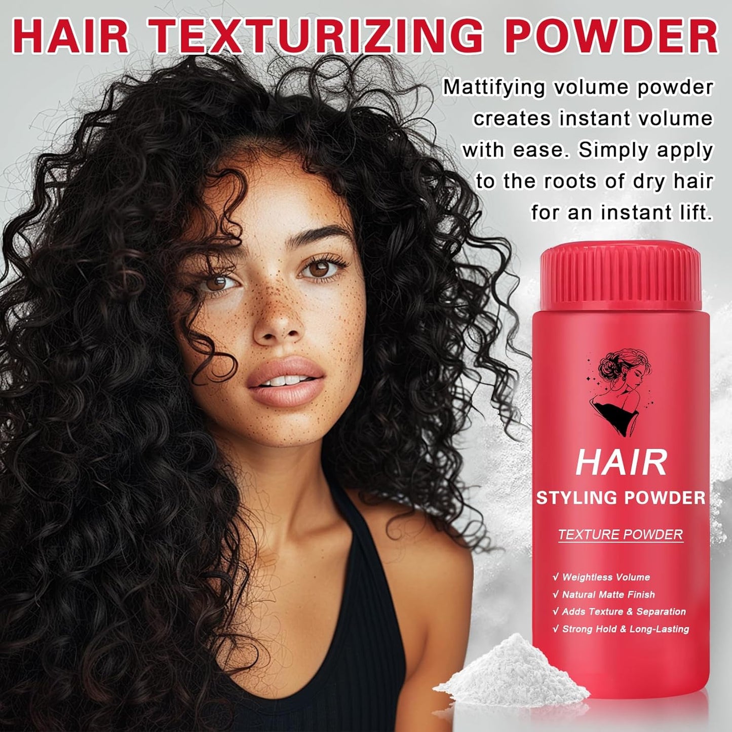 DAMUSI Hair Texture Styling Powder for Men & Women, Mattifying Hair Texturizing Volume Powder with Matte Finish, Strong Hold, Easy to Apply for All Hair Styles 0.52 Oz(Pack of 3)