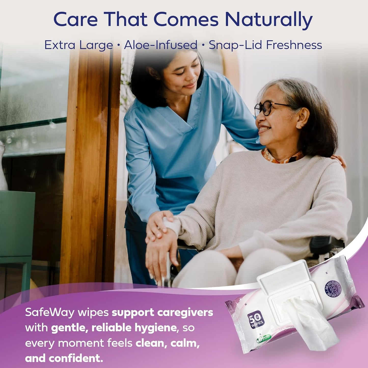 SAFEWAY Adult Wipes Disposable — Multi-Purpose Wipes, Alcohol-Free, Preferred by Caregivers for Seniors & Incontinence Solution, Aloe-Infused, Gentle for Delicate Skin — Extra Large, 24 Pack 1200 pcs.