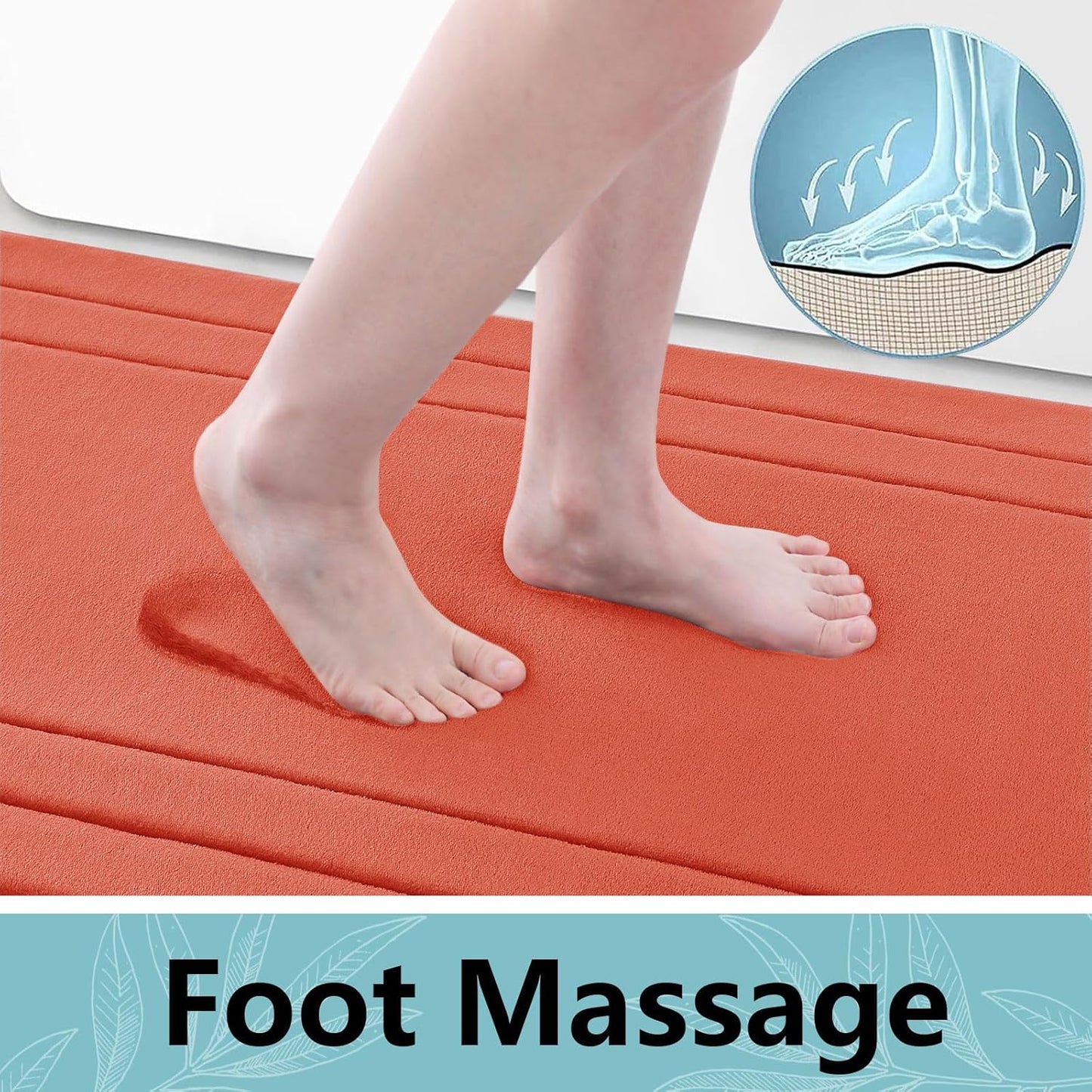 Arotive Memory Foam Bathroom Rug Mat 70x24, Ultra Soft and Absorbent Bath Mat, Machine Wash Dry, Comfortable Bath Rug Carpet for Bathroom Floor, Tub and Shower, Coral