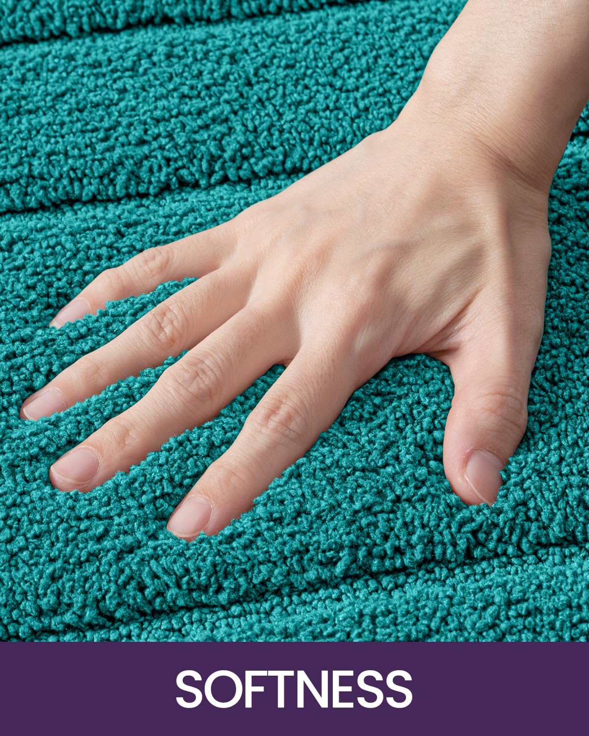DEXI Bathroom Rug 43x24, Non Slip Washable Bath Mat for Shower Floor, Extra Large Absorbent Soft Bathmat with Rubber Backing, Quick Dry Microfiber Carpet, Teal