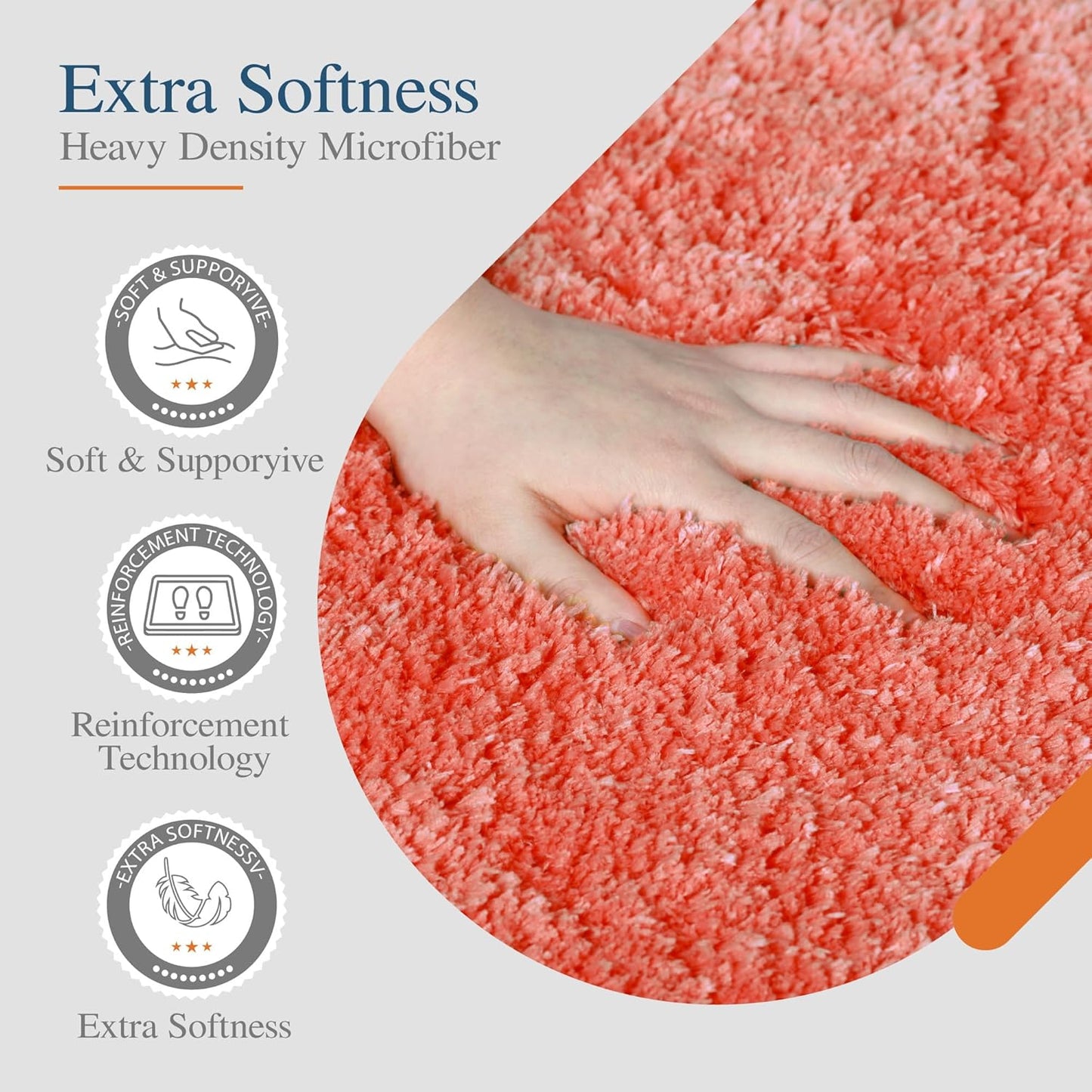 Walensee Living Coral Bath Mat (24 x 48), Extra Soft, Absorbent Shaggy Bathroom Rug, Non Slip, Machine Washable, Luxury Bathroom Floor Mat