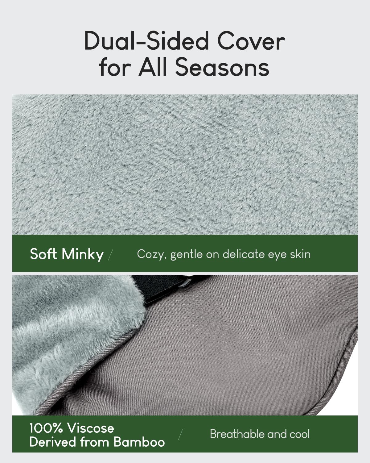 Sivio Weighted Eye Mask for Sleeping, Cooling & Cozy Reversible Blackout Sleep Mask for Women & Men, Microwave Freezable Heavy Blindfold for Migraine, Travel, Meditation, 0.55lbs, Grey