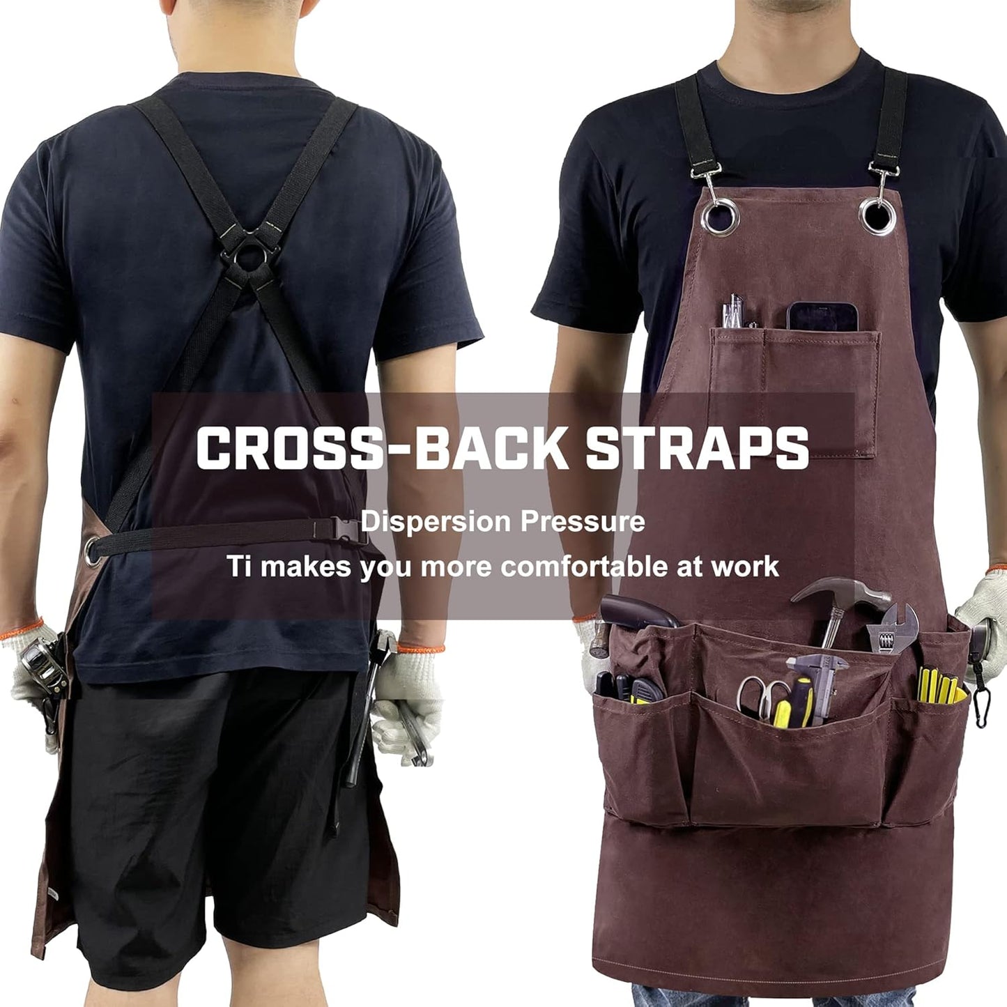 Woodworking Apron for Men Canvas Work Shop Aprons Waterproof with Tool Pockets for Woodworkers Carpenters