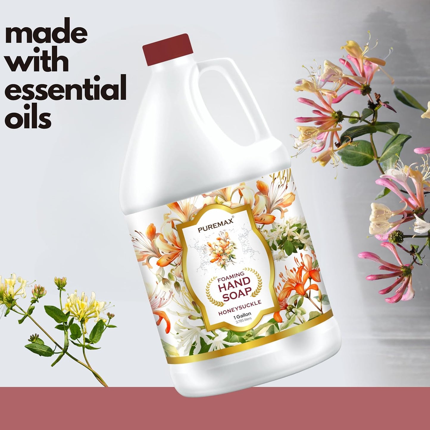 Foaming Hand Soap Refills made with Essential Oils | Honeysuckle | Gentle, Moisturizing | Made in USA | 128 Fl Oz (1 Gallon)