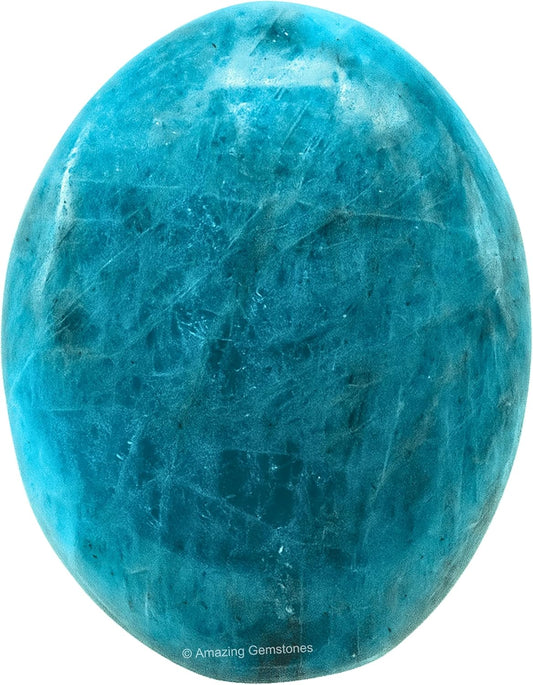 Amazing Gemstone Blue Apatite Crystals and Healing Stones - Palm Stone Crystals Piedra for Good Luck, Balanced Positive Energy, Meditation - Unique Stocking Stuffers and Birthday Gifts for Women, Men