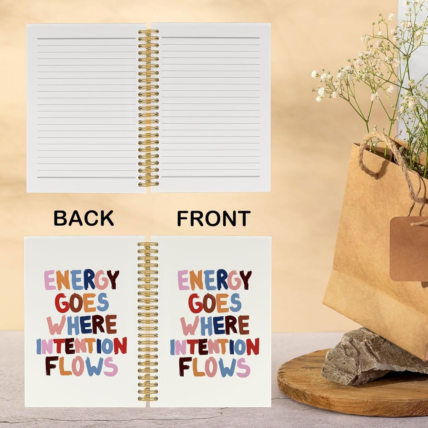 Inspirational Notebook, Trendy Colorful Aesthetic Positive Positivity Office School Supplies Journal Notebooks, Inspirational Gifts for Women, Motivational Hardcover Spiral Notebook 5.5x8.3 Inch