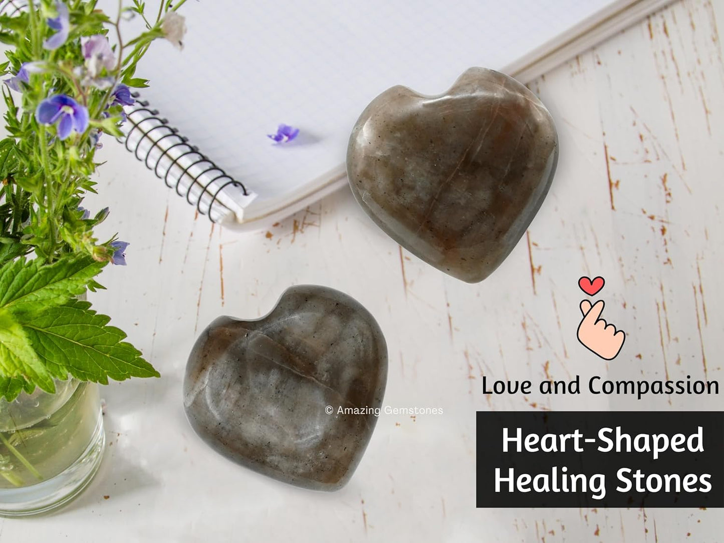 Amazing Gemstone Chrysoberyl Cats Eye Crystal Heart Palm Stone - Pocket Massage Worry Stone for Natural Body Chakra Balancing, Reiki Healing and Crystal Grid