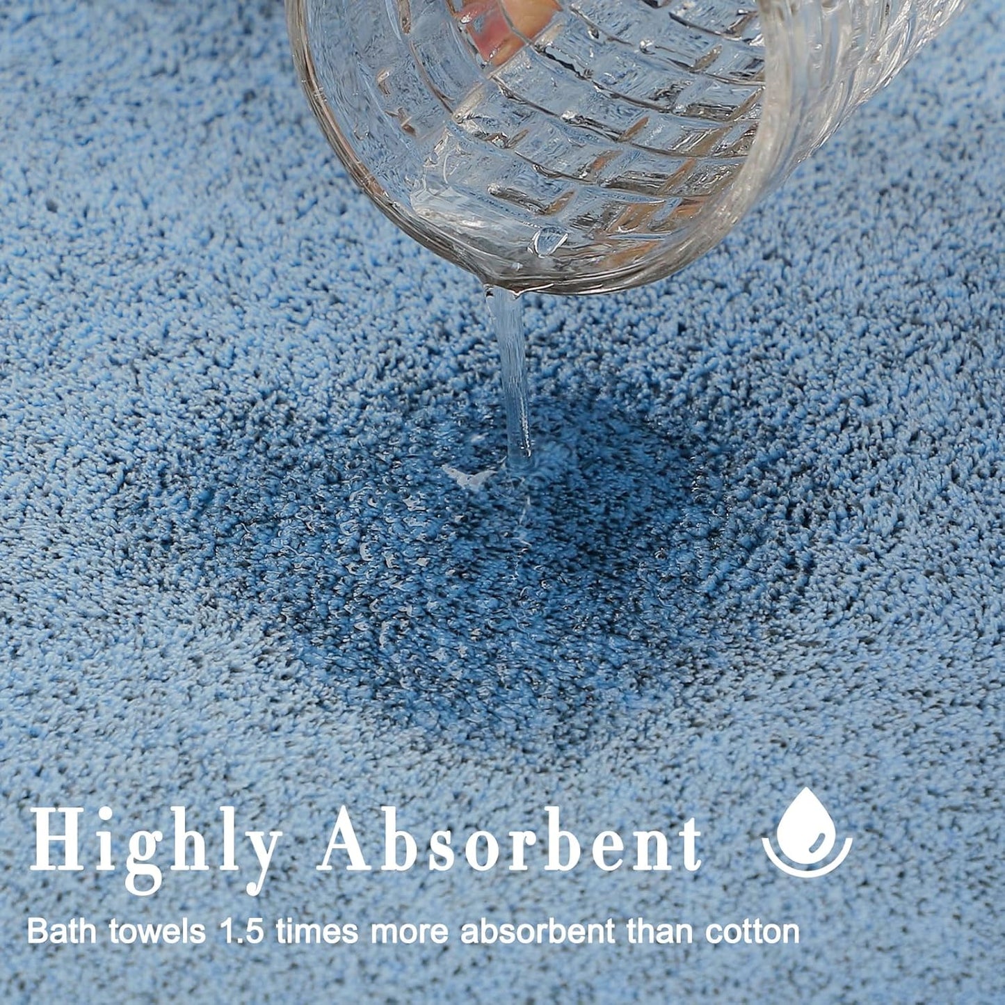 SEISSO Bath Towels,Extra Absorbent & Quick Drying Towels for Bathroom,Fibre Large Bath Towel,Super Soft Multipurpose Use for Fitness,Spa,Sports Towels,Yoga Towel (Light Blue, 2 Piece Bath Sheet)