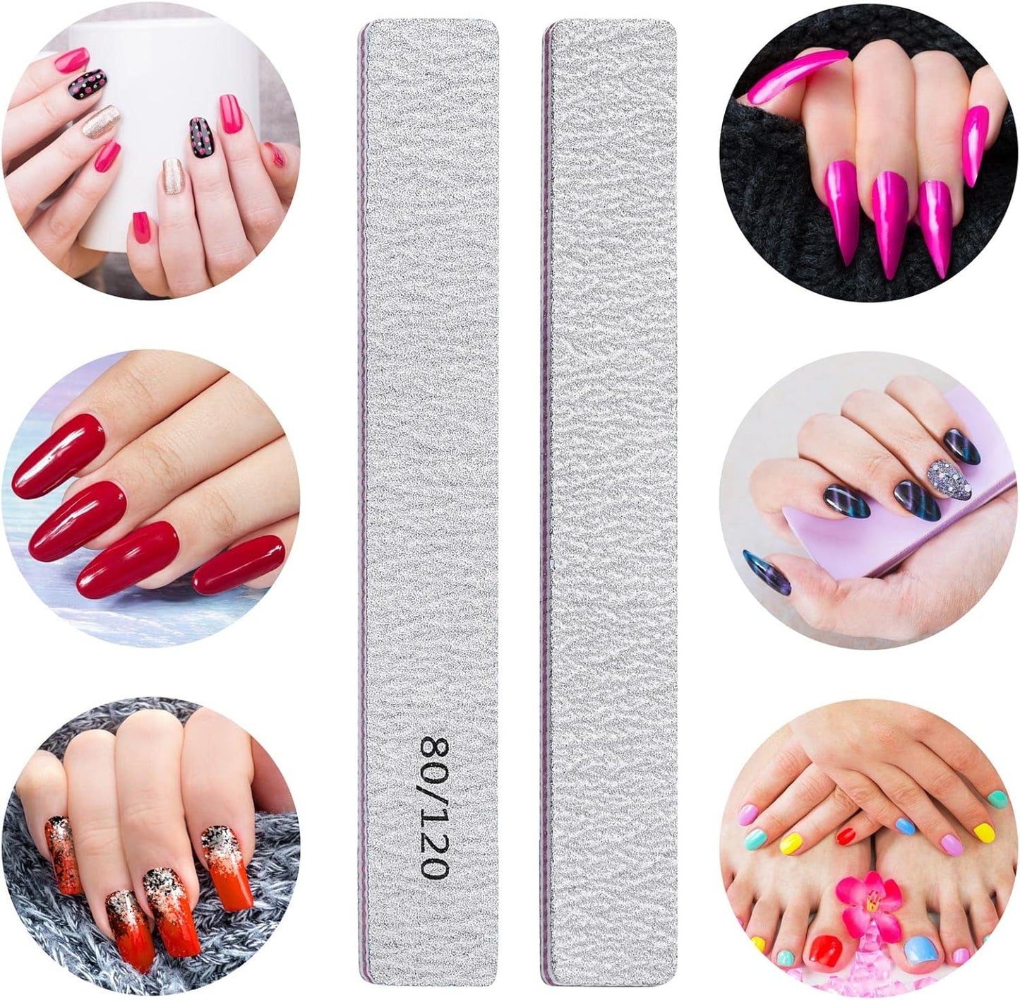 25 Pcs Nail Files for Acrylic Nails 80/120 Grit Double Sides Emery Boards Fingernail Files, Professional Manicure Tools for Home Salon