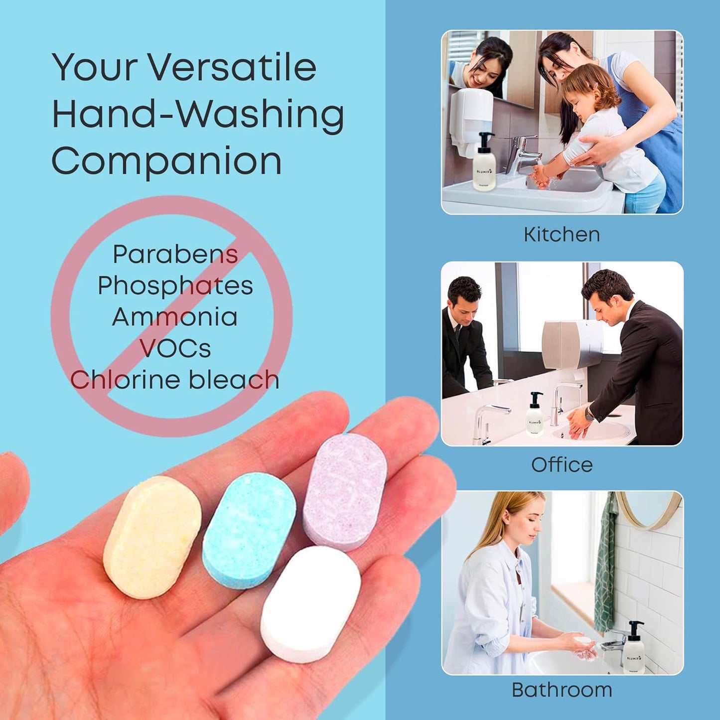 Foaming Hand Soap Tablet Refill – 6 Pack | Vanilla Scent | Eco-Friendly, Plastic-Free, Just-Add-Water Soap Refills | Zero Waste, Non-Toxic, Safe for Kids & Sensitive Skin