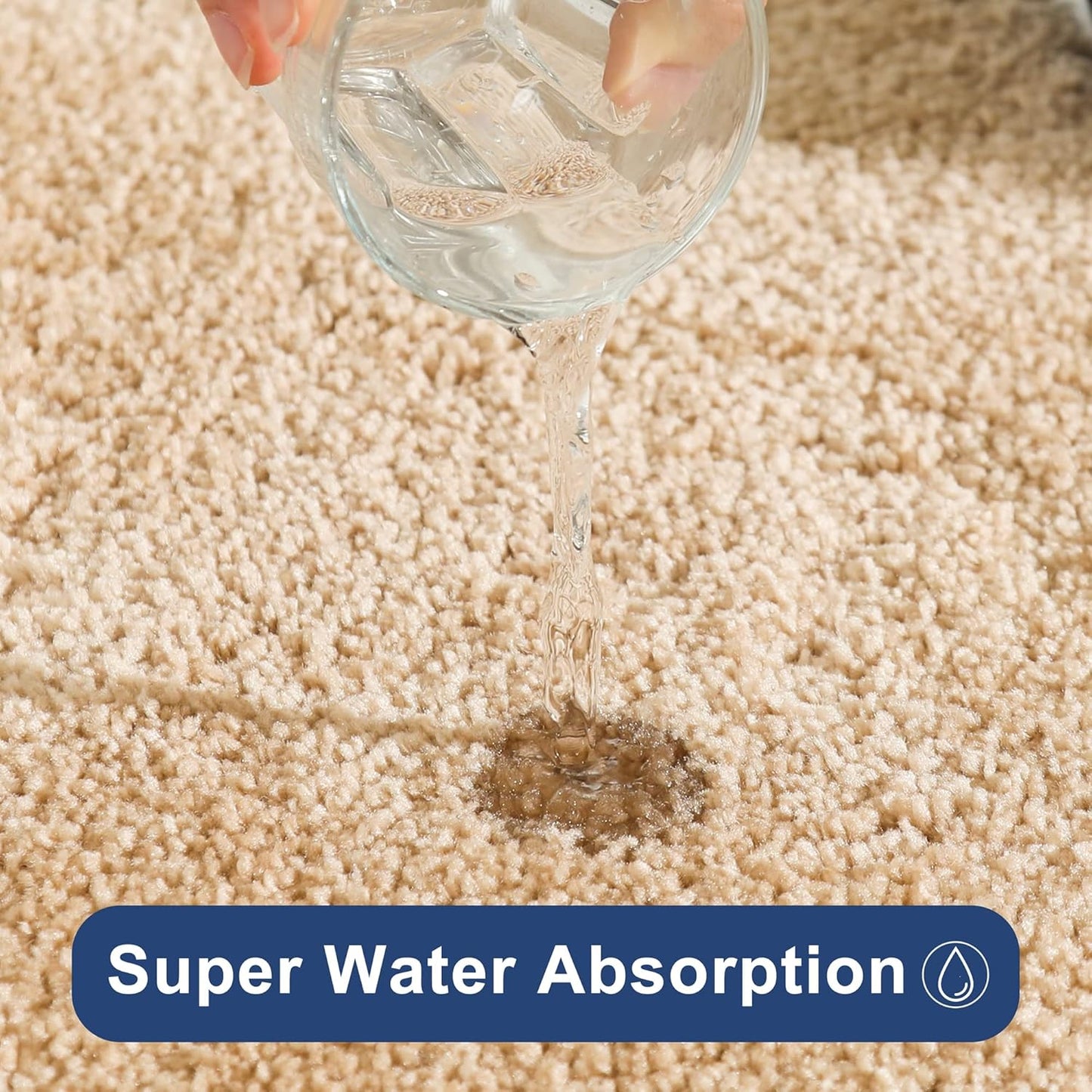 COSY HOMEER Bath Rugs for Bathroom Extra Thick - Anti-Slip Bath Mats Soft Plush Yarn Shaggy 100% Strong Mirco Polyeste Mat Living Room Bedroom Mat Floor Water Absorbent(Beige,20x32 - Inches)