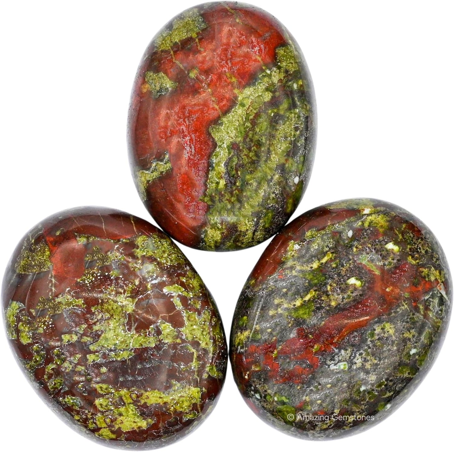 Amazing Gemstone Dragon Bloodstone Crystals and Healing Stones - Large Palm Stone Crystals Piedra - Crystal for Good Luck, Positive Energy, Meditation - Unique Stocking Stuffers and Birthday Gifts