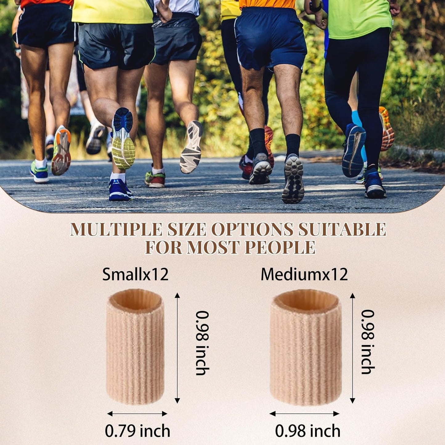 Blulu 24 Pieces Toe Tubes 0.98 Inches Cushion Tube Corn Pads for Toes Sleeves Soft Gel Protectors for Cushions Corns Blisters Calluses 3 Size (Skin Color,Medium,Small)