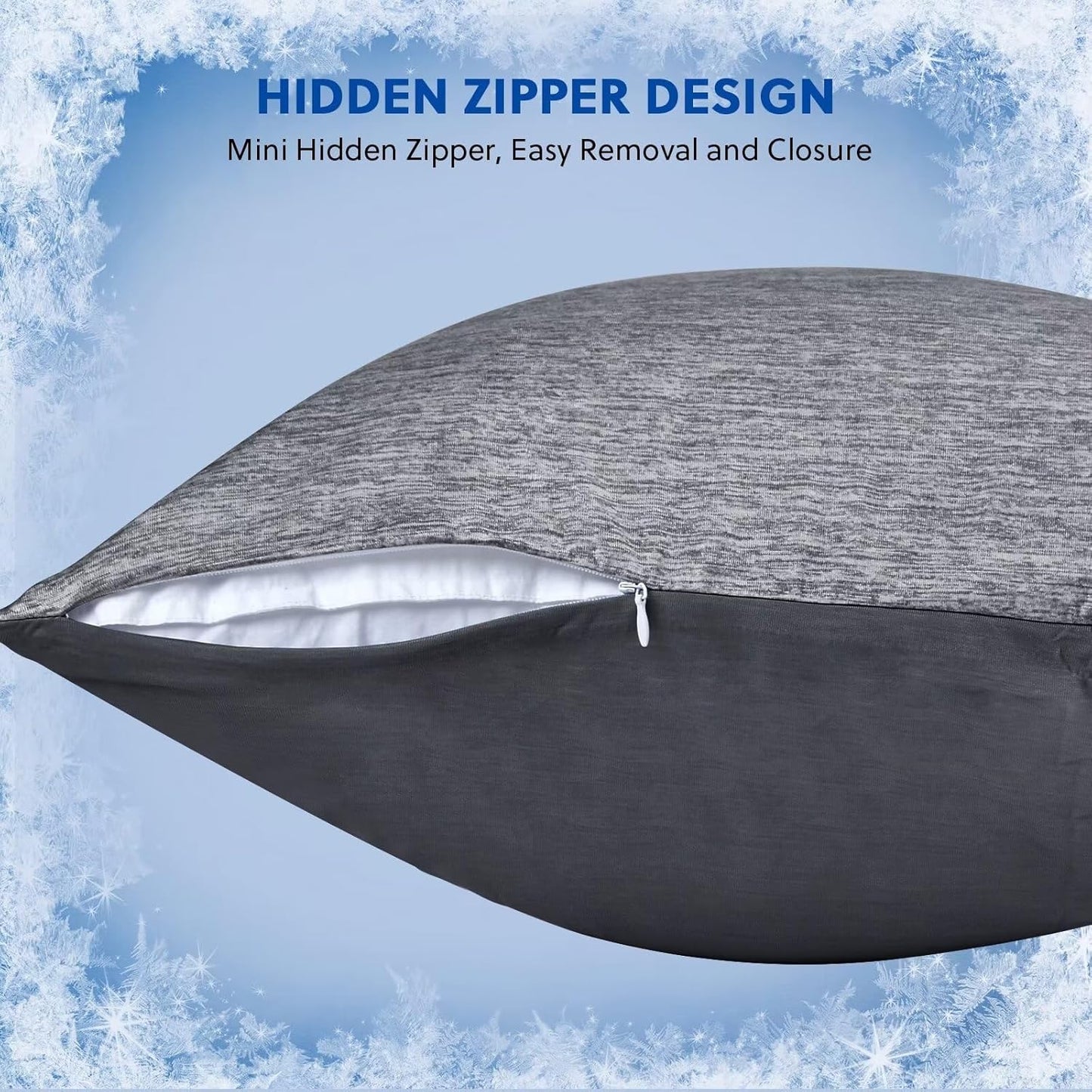 HOMFINE Cooling Pillowcase Body Size - Double Side Q-Max 0.439 Cooling Fiber for Pillow Protector, Breathable Long Cold Pillow Cover for Hot Sleeper Night Sweat, Hidden Zipper, 1 Pack (20"x54", Black)