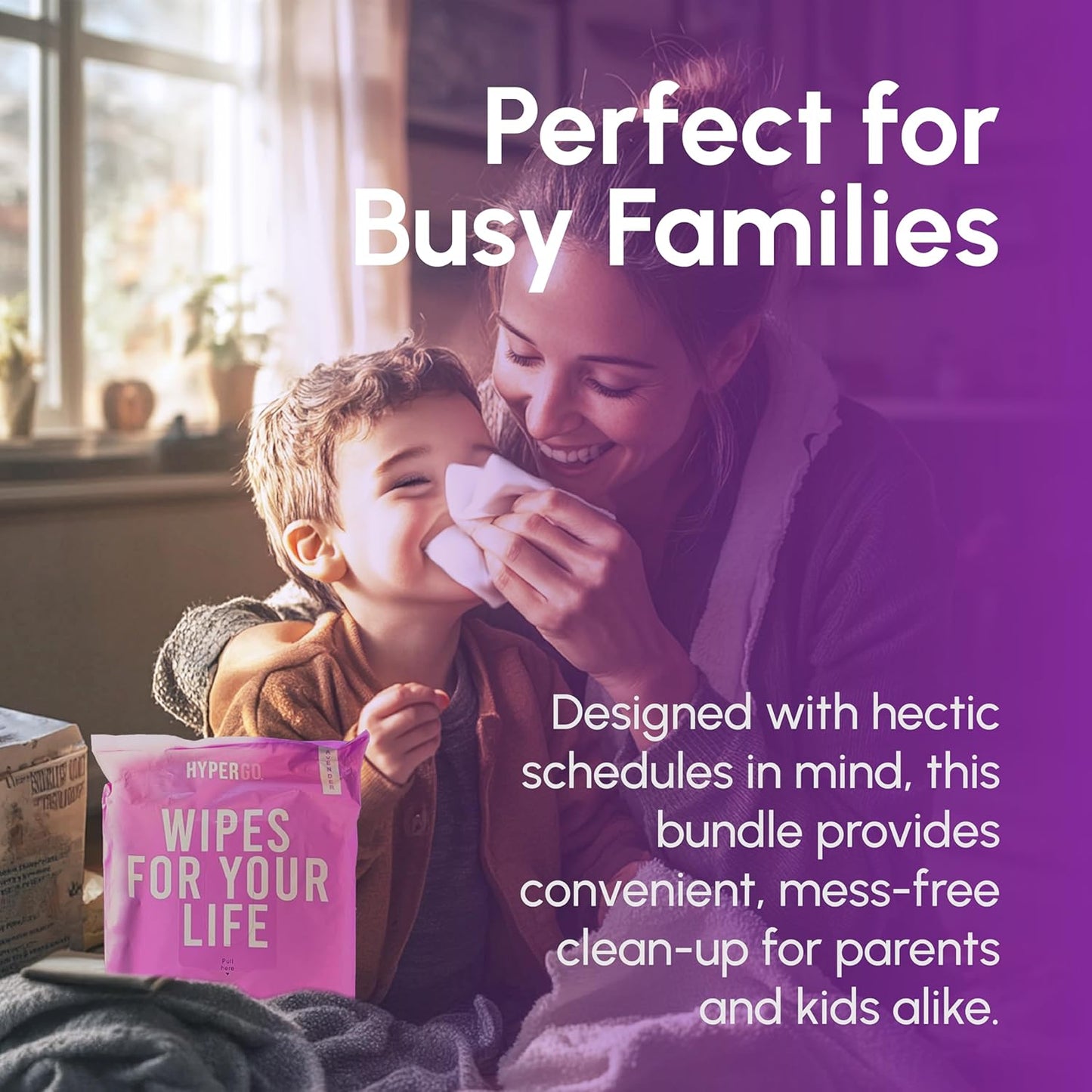 TruKid Bubble Podz & HyperGo Body Wipes Bundle - Lavender 20ct Wipes for Camping, Post Workout Bathing for Adults 12"x12" XL & Lavender 24ct Kids Bubble Bath for Toddlers 1-3, Baby & Kids
