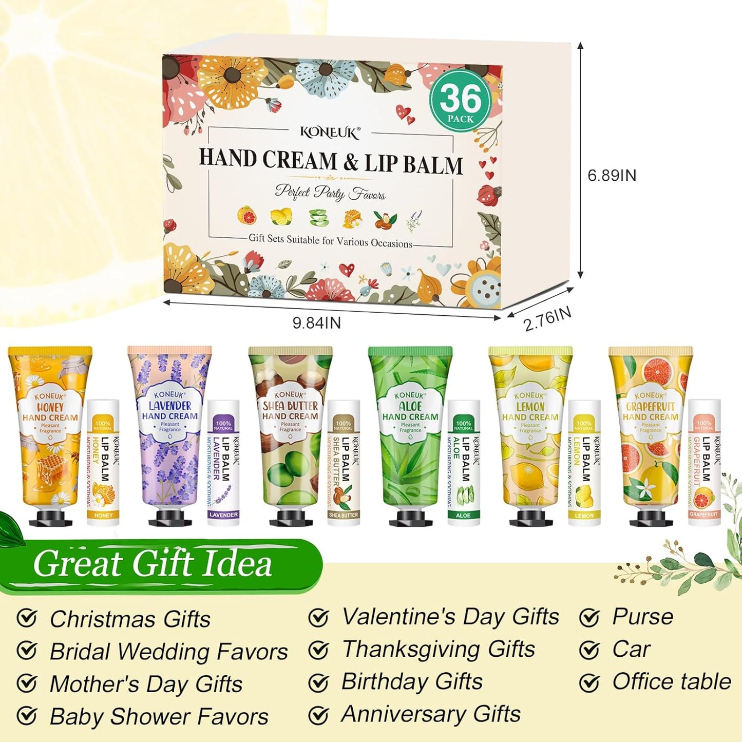 36 Pack Hand Cream Bulk and Lip Balm Bulk Sets, Stocking Stuffers for Women, Thank You Gifts and Christmas Gifts for Guests with Thank You Card Organza Bags, Birthday Gifts, Bulk Gifts, Small Gifts