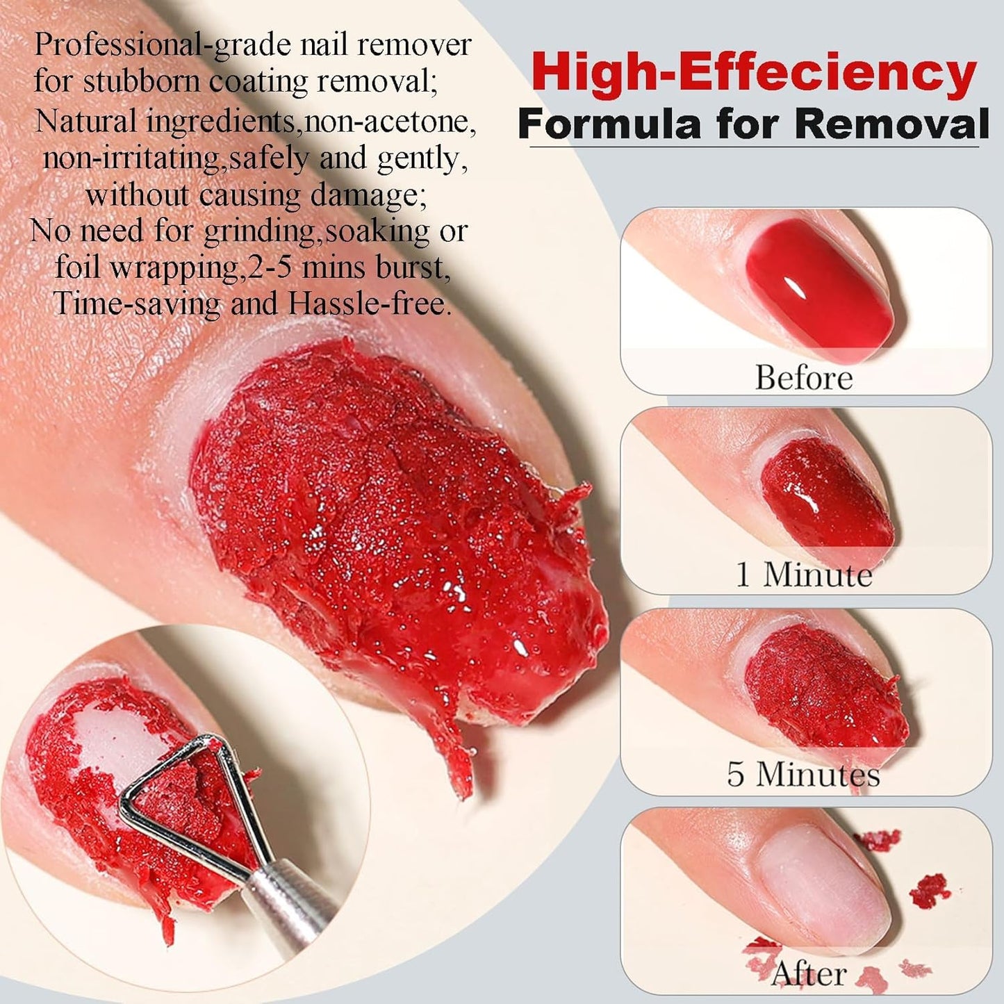 LOUINSTIC Gel Polish Remover-15ml Non-Irritating Formula, 2-5 Minutes Easily Remove Gel Nail Polish, No Damage to Nails, Easy to Use, Portable for At-Home Salon,for Nail Kits