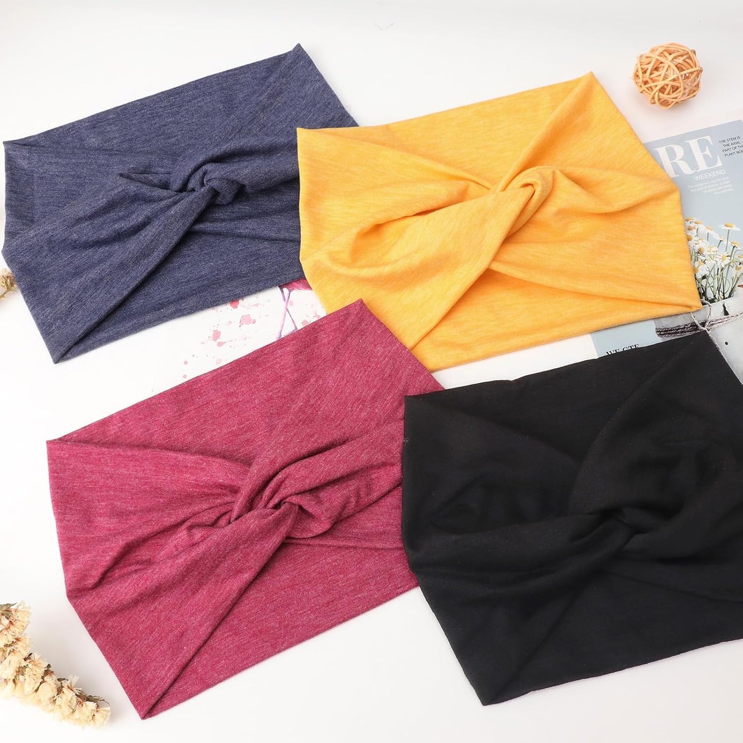 Extra Wide Headbands for Women Large Turban Headband Non Slip Boho Elastic Hairband Hair Twisted Knot Head Bands Accessories