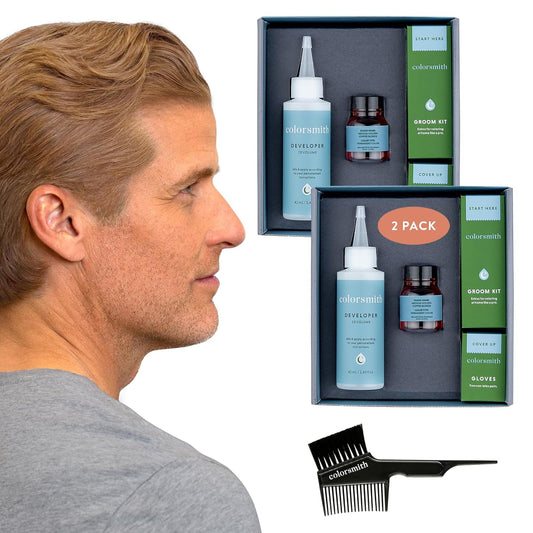 Hair & Beard Color for Full Gray Coverage 2 pack - Medium Golden Copper Blonde - Ammonia-Free Complete Men’s At-home Beard & Hair Dye Kit, Professional-grade Permanent Hair Color (8.34)