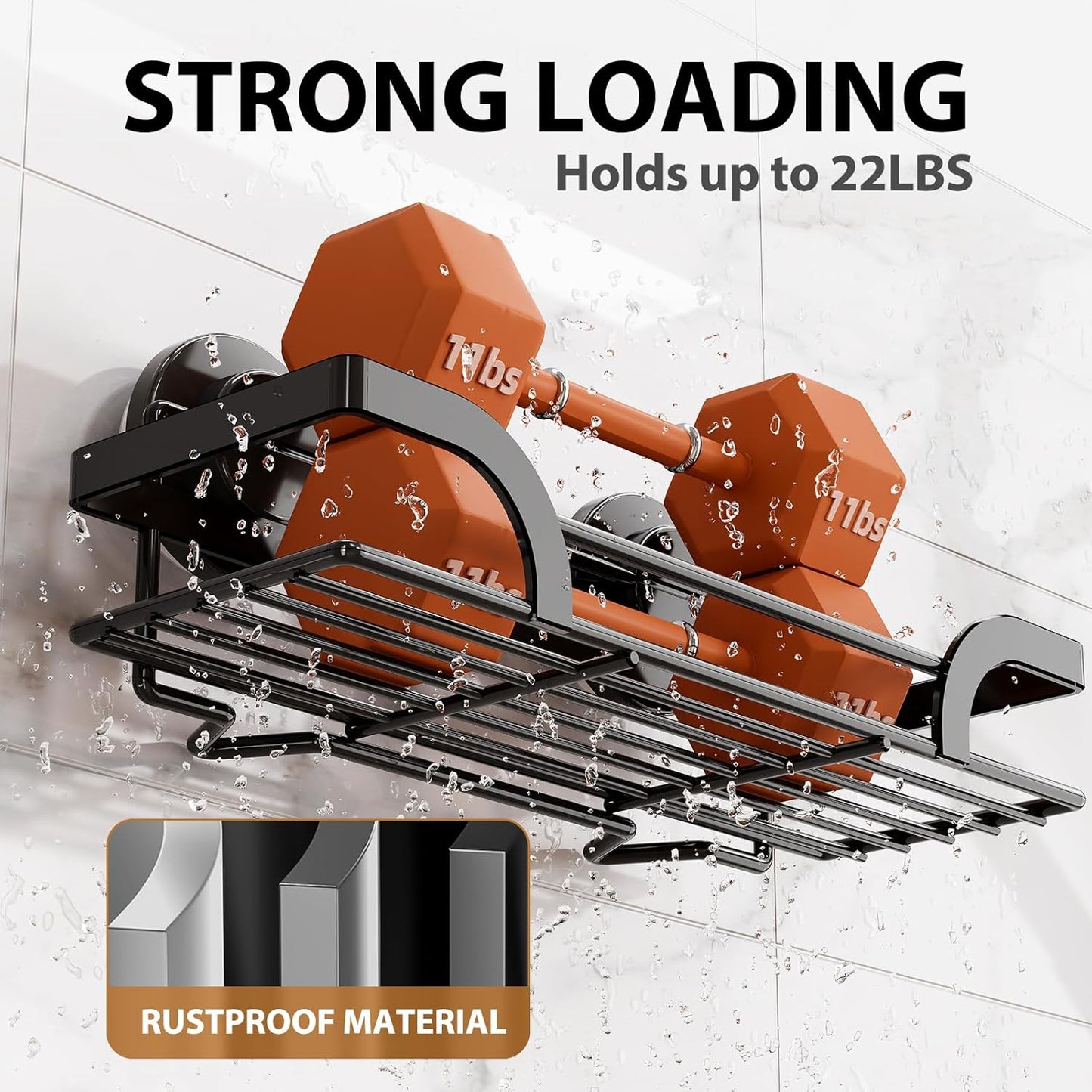 LEVERLOC Shower Caddy Suction Cup, 2 Pack Shower Shelves for Inside, Black Rustproof Metal Bathroom Storage NO-Drilling Bathroom Organizer with Large Capacity, Heavy Duty Storage Basket