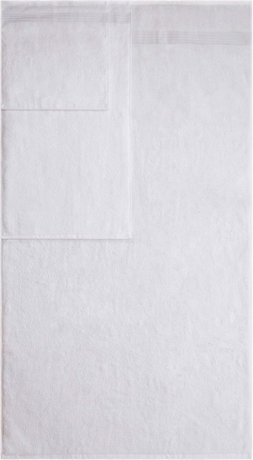 American Veteran Towel, 6 Piece Towel Set for Bathroom, 100% Cotton Turkish Bathroom Towels, 2 Bath Towels 2 Hand Towels 2 Washcloths, White