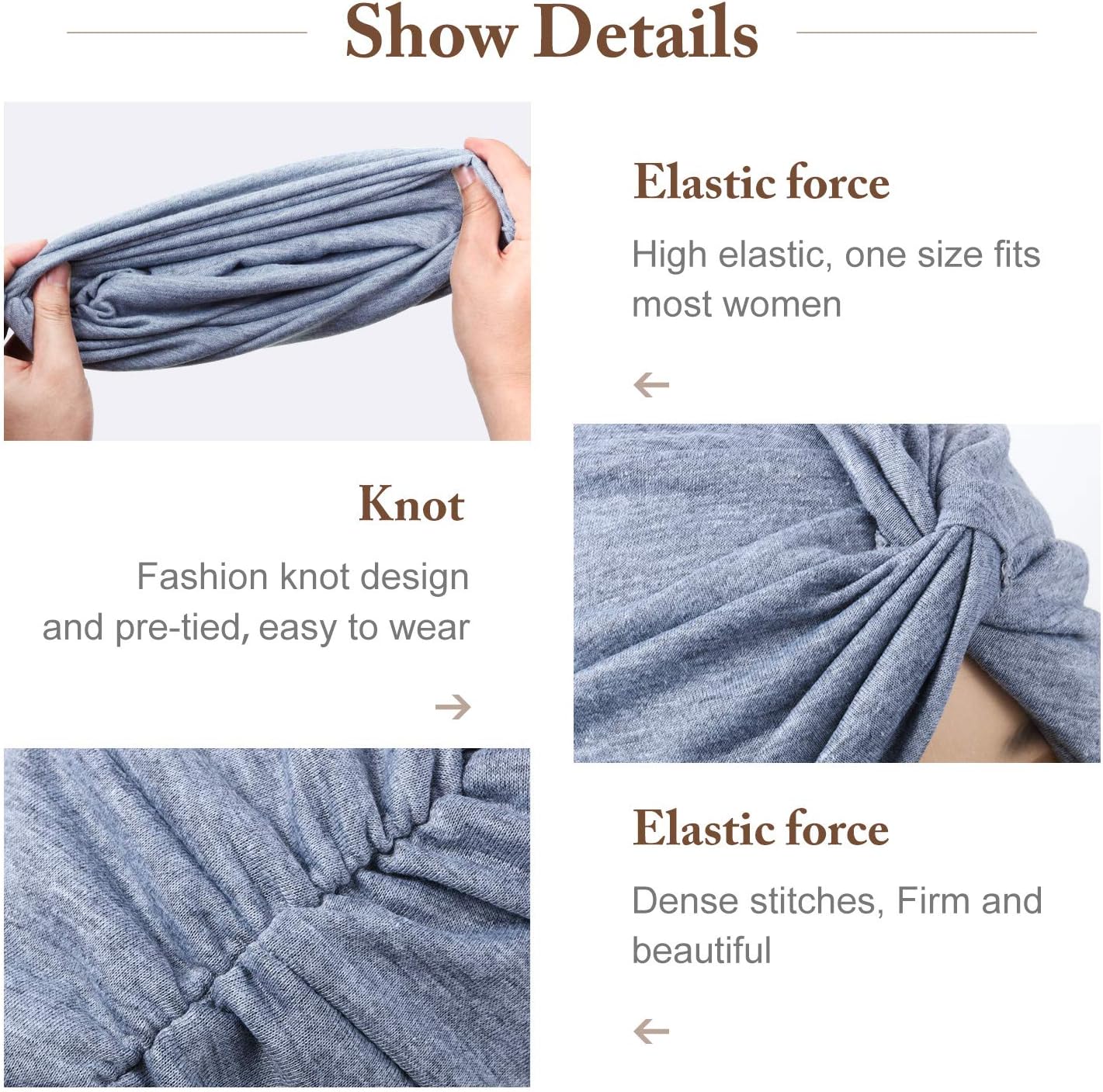 SATINIOR 4 Pieces Turbans for Women Soft Pre Tied Knot Fashion Pleated Cancer Turban Cap Chemo Headwrap Sleep Hat, 4 Colors